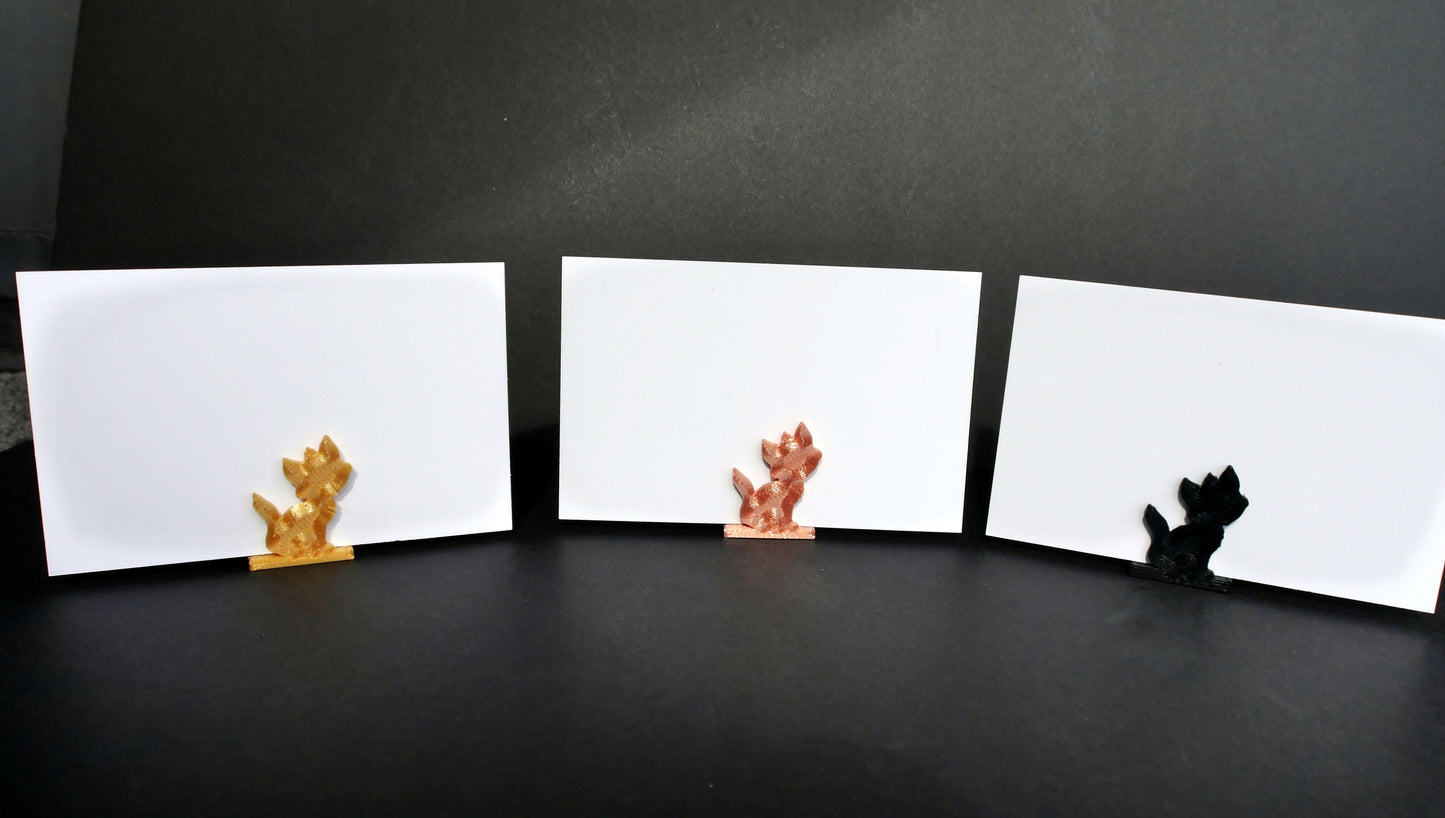 Black Fluffy Pussy Cat Shaped Wedding Party Name Display Stands