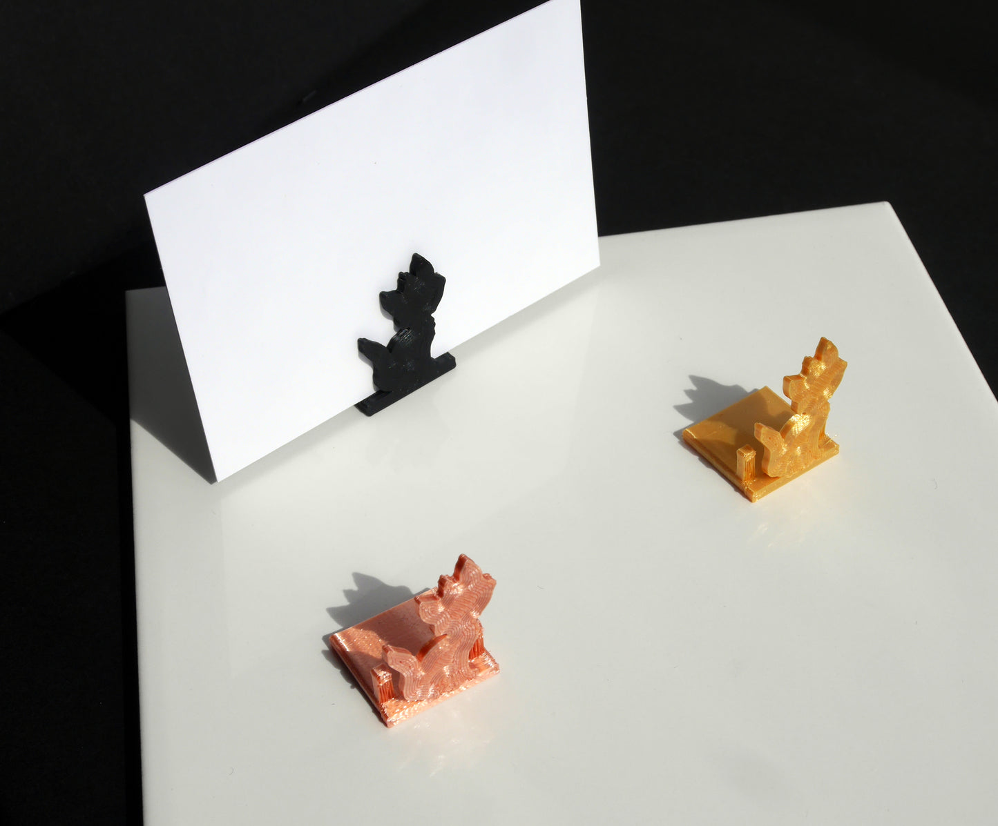 Black Fluffy Pussy Cat Shaped Wedding Party Name Display Stands