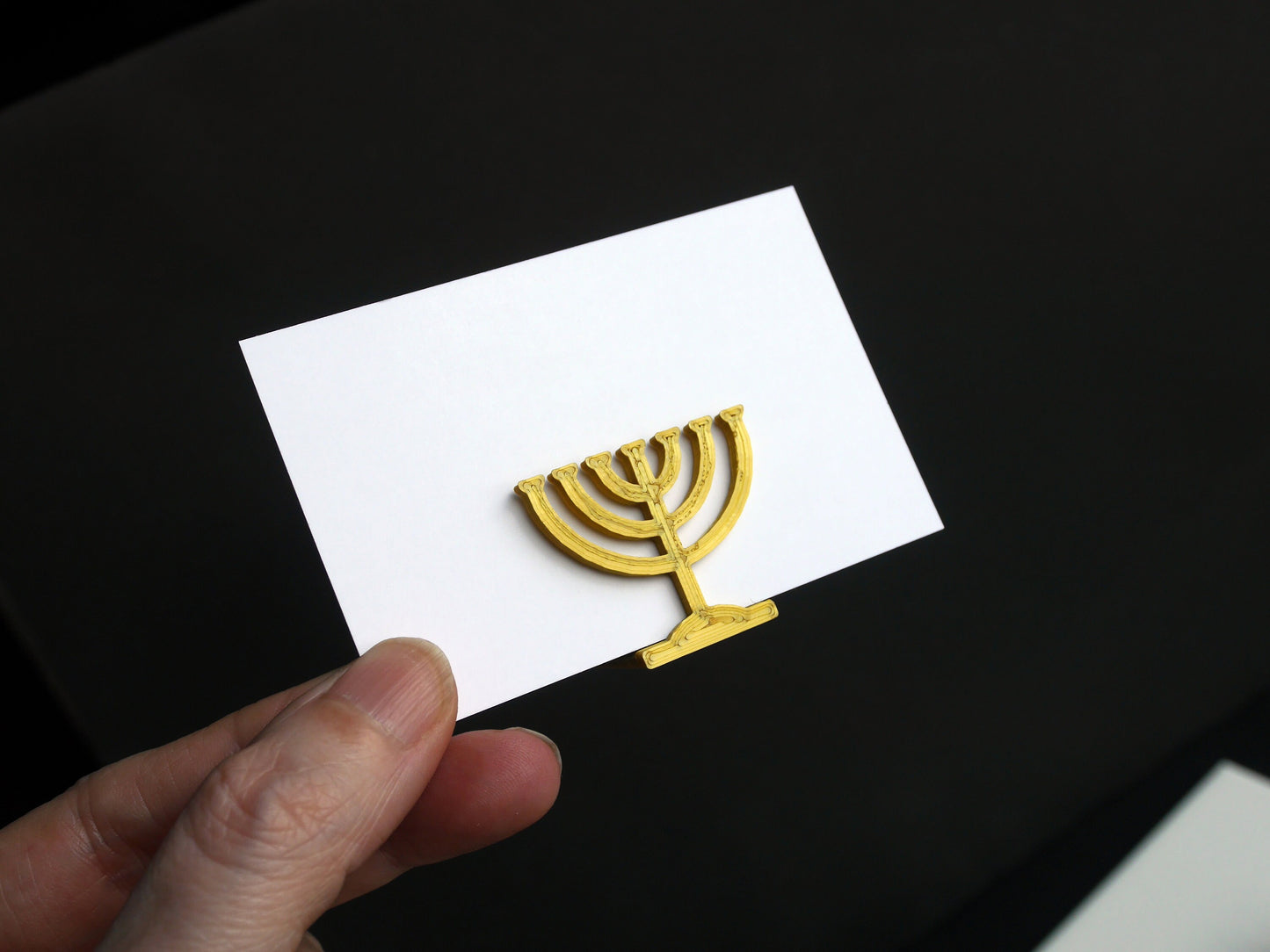 Hanukkah Symbol Seven Branched Menorah Name Card Stands
