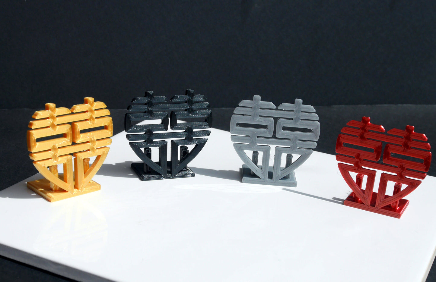 Chinese Asian Heart Shaped Double Happiness Symbol Place Holders