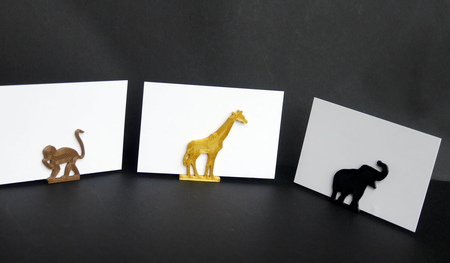 Zoo Themed Name Card Stands - Monkey Elephant Giraffe Shapes