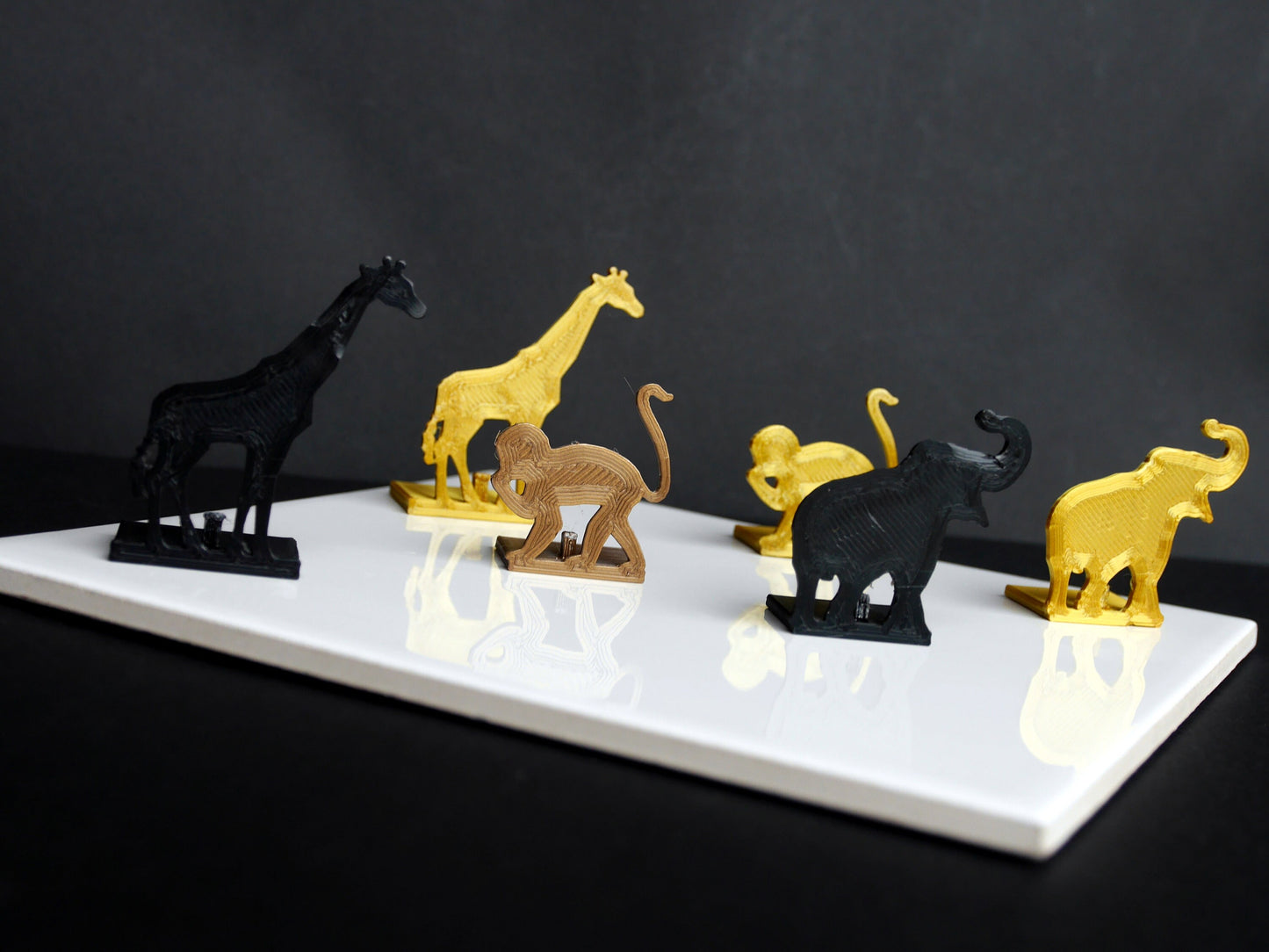 Zoo Themed Name Card Stands - Monkey Elephant Giraffe Shapes