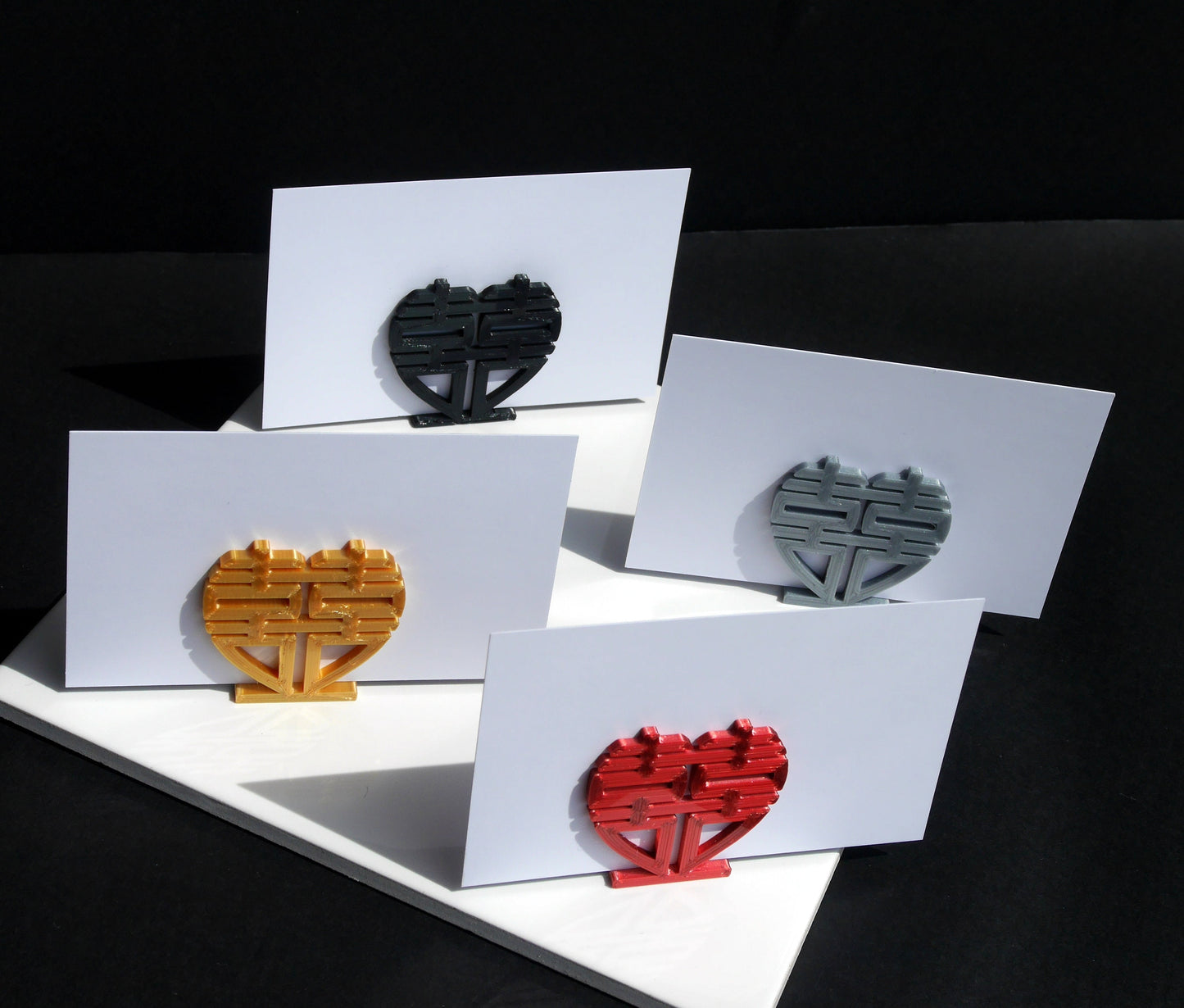 Chinese Asian Heart Shaped Double Happiness Symbol Place Holders