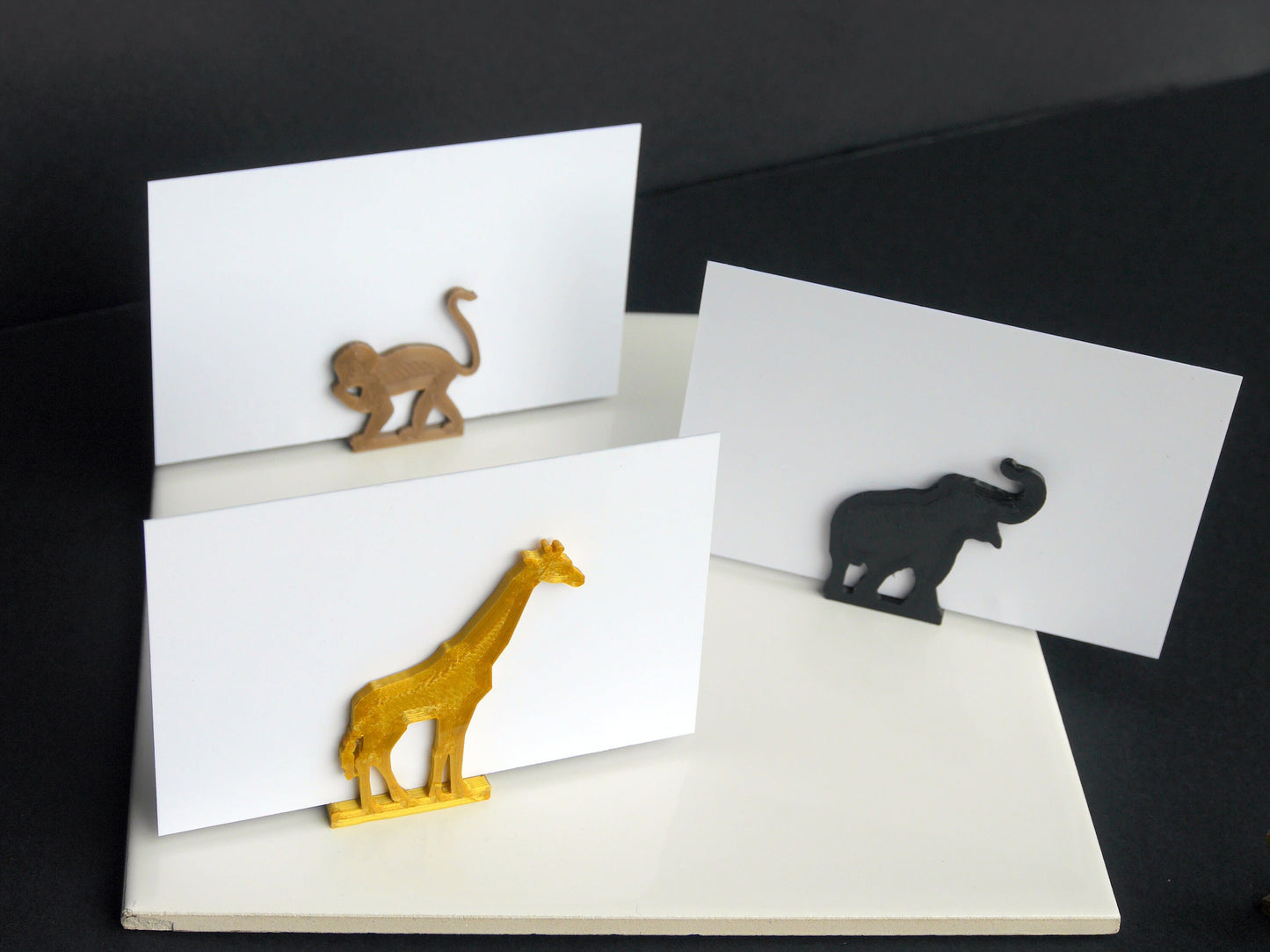 Zoo Themed Name Card Stands - Monkey Elephant Giraffe Shapes