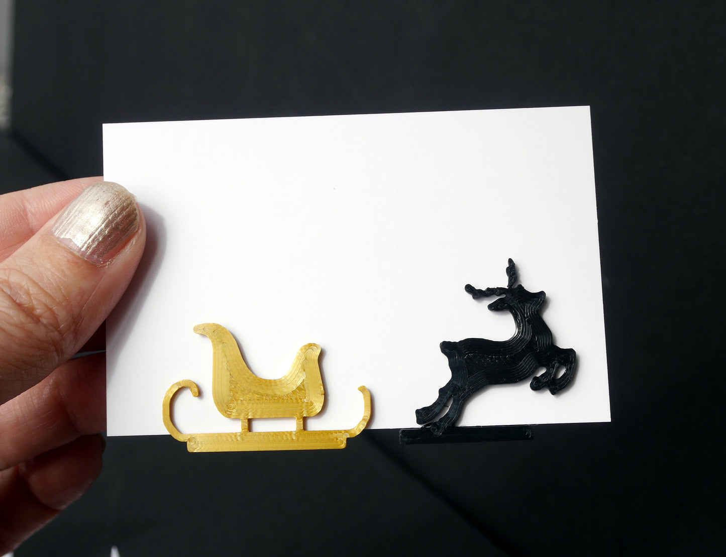 Christmas Theme Reindeer and Sleigh Shaped Escort Card Holders