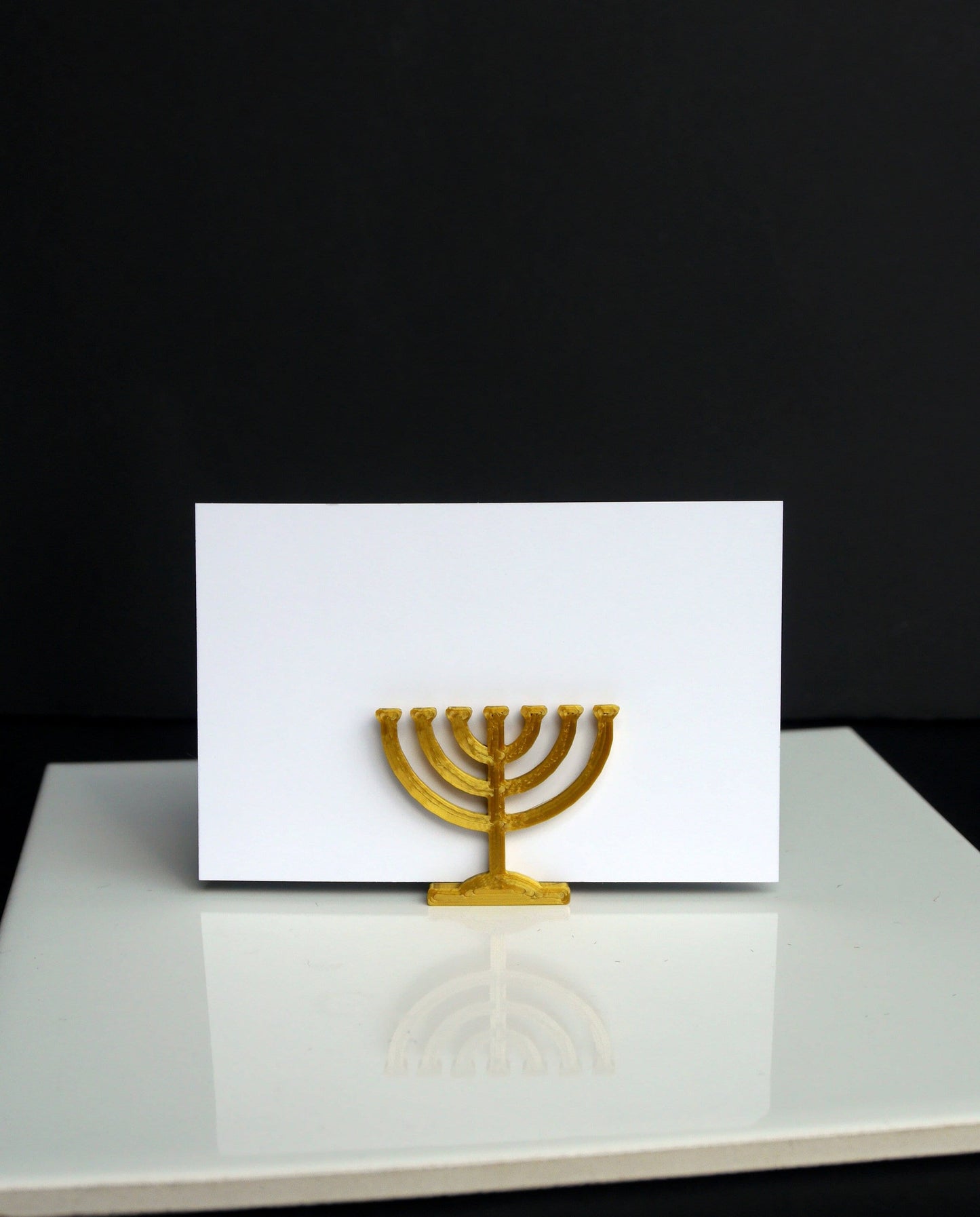 Hanukkah Symbol Seven Branched Menorah Name Card Stands