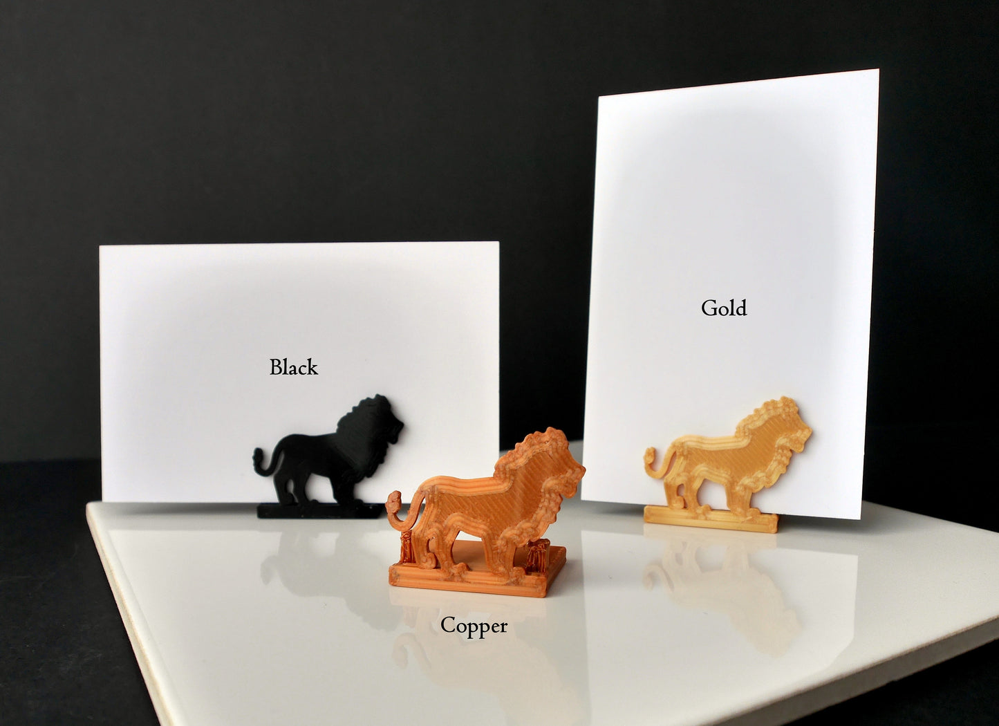 Savannah Zoo Themed Name Card Stands - Lion and Rhino Shaped