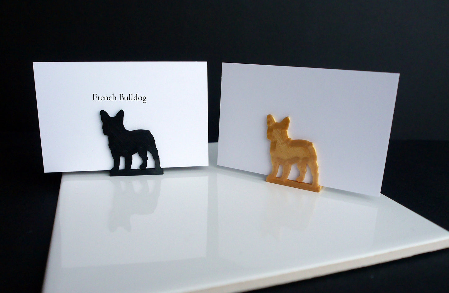 Frenchie French Bulldog Shaped Wedding Name Card Stands