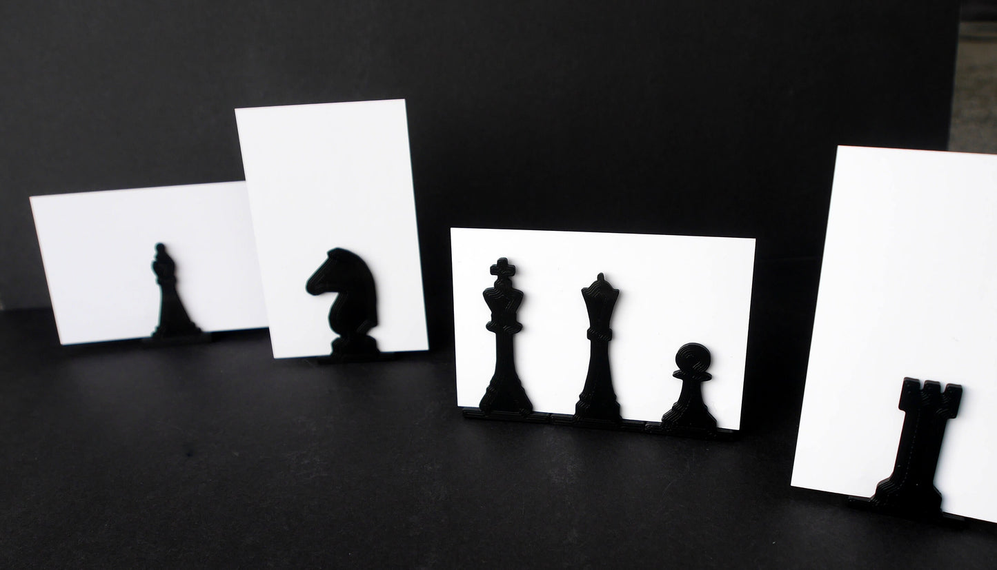Black and White Chess Piece Shaped Wedding Name Card Holders