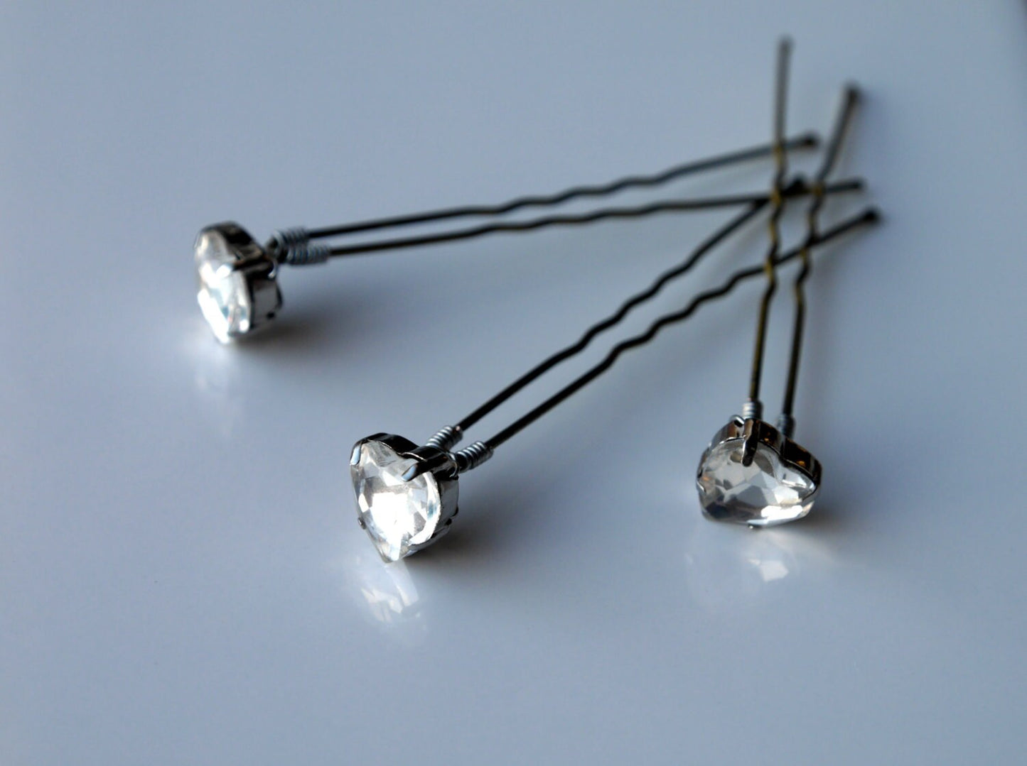 Blue Purple Green Clear Heart Shaped Diamante Ballet Dancer Wedding Prom Hair Pins