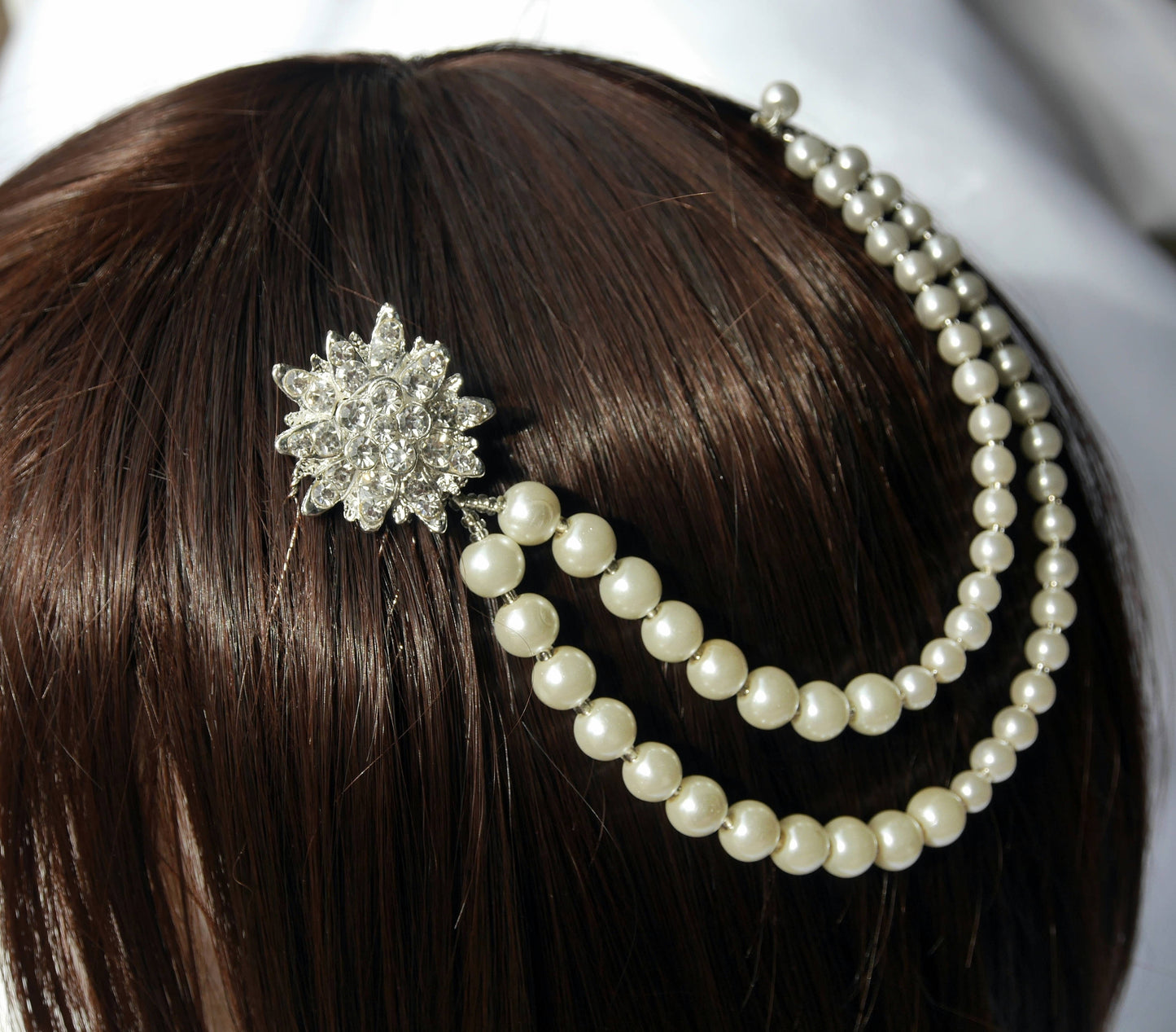 Silver Floral Wedding Prom Hair Piece