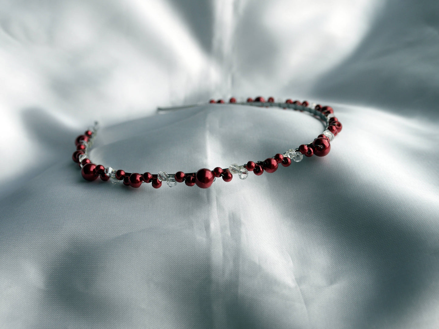 Red Pearl Prom Wedding Tiara Hair Accessory