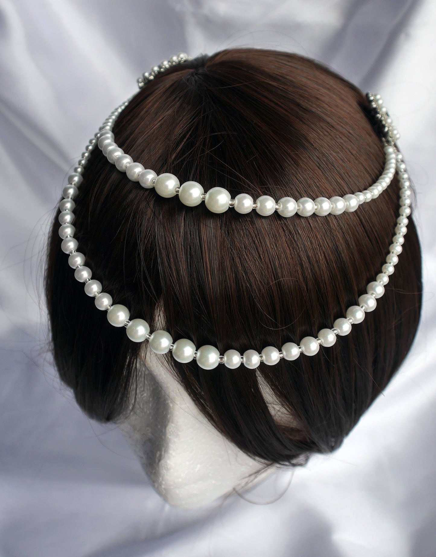 Art Deco Black and White Pearl Diamante Wedding Prom Hair Piece