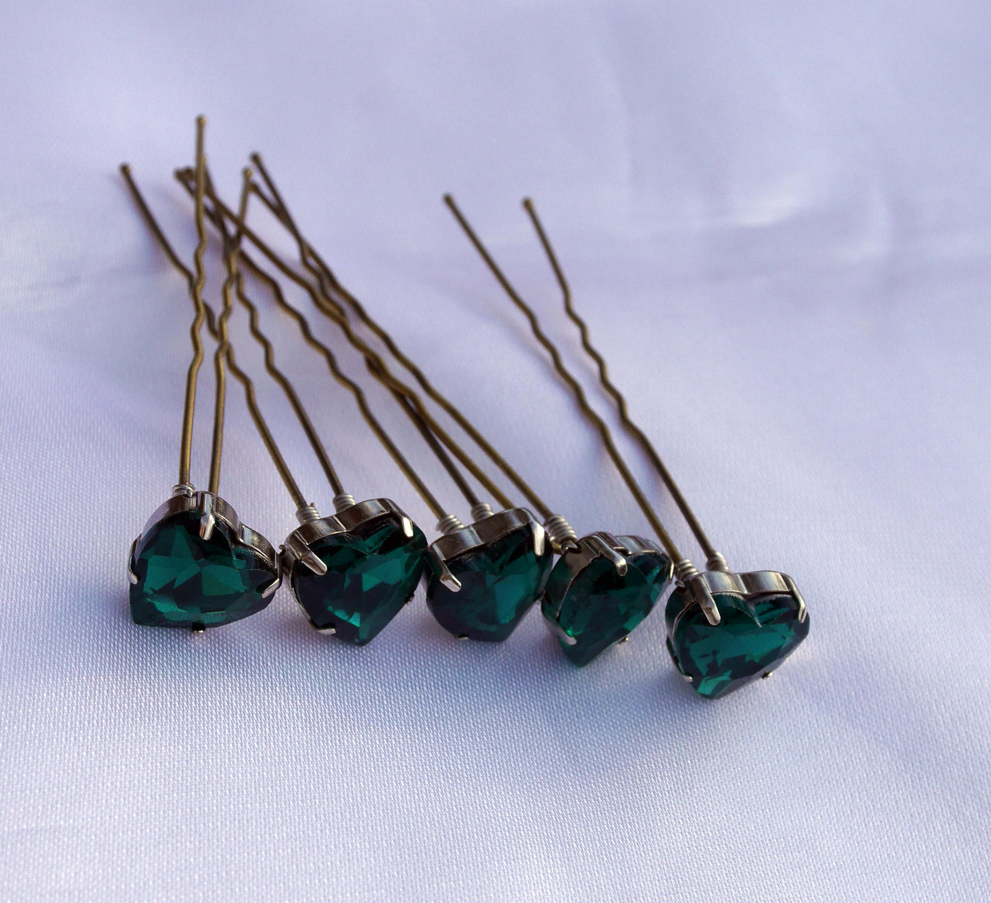 Blue Purple Green Clear Heart Shaped Diamante Ballet Dancer Wedding Prom Hair Pins