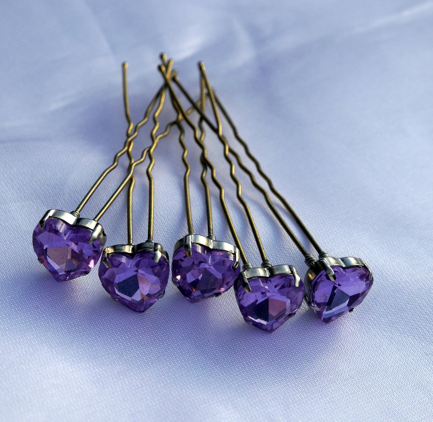 Blue Purple Green Clear Heart Shaped Diamante Ballet Dancer Wedding Prom Hair Pins