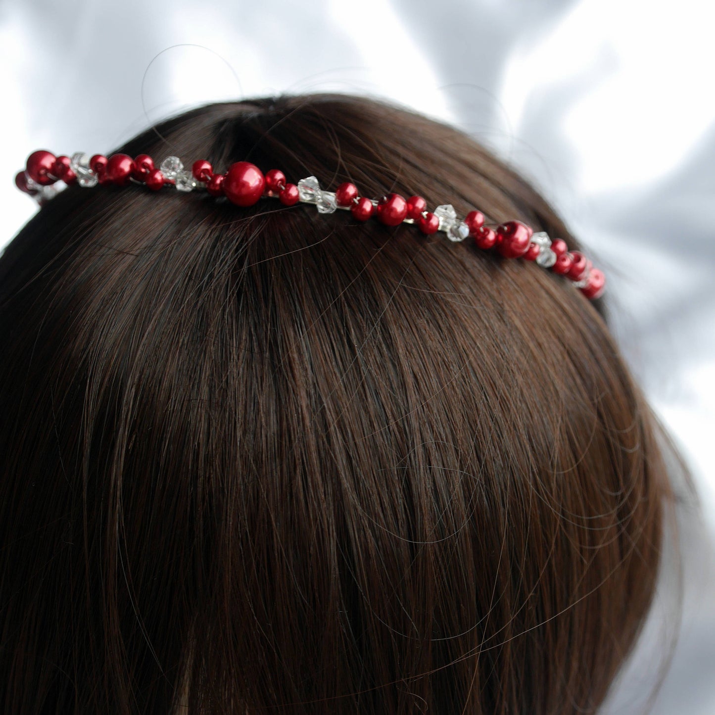 Red Pearl Prom Wedding Tiara Hair Accessory