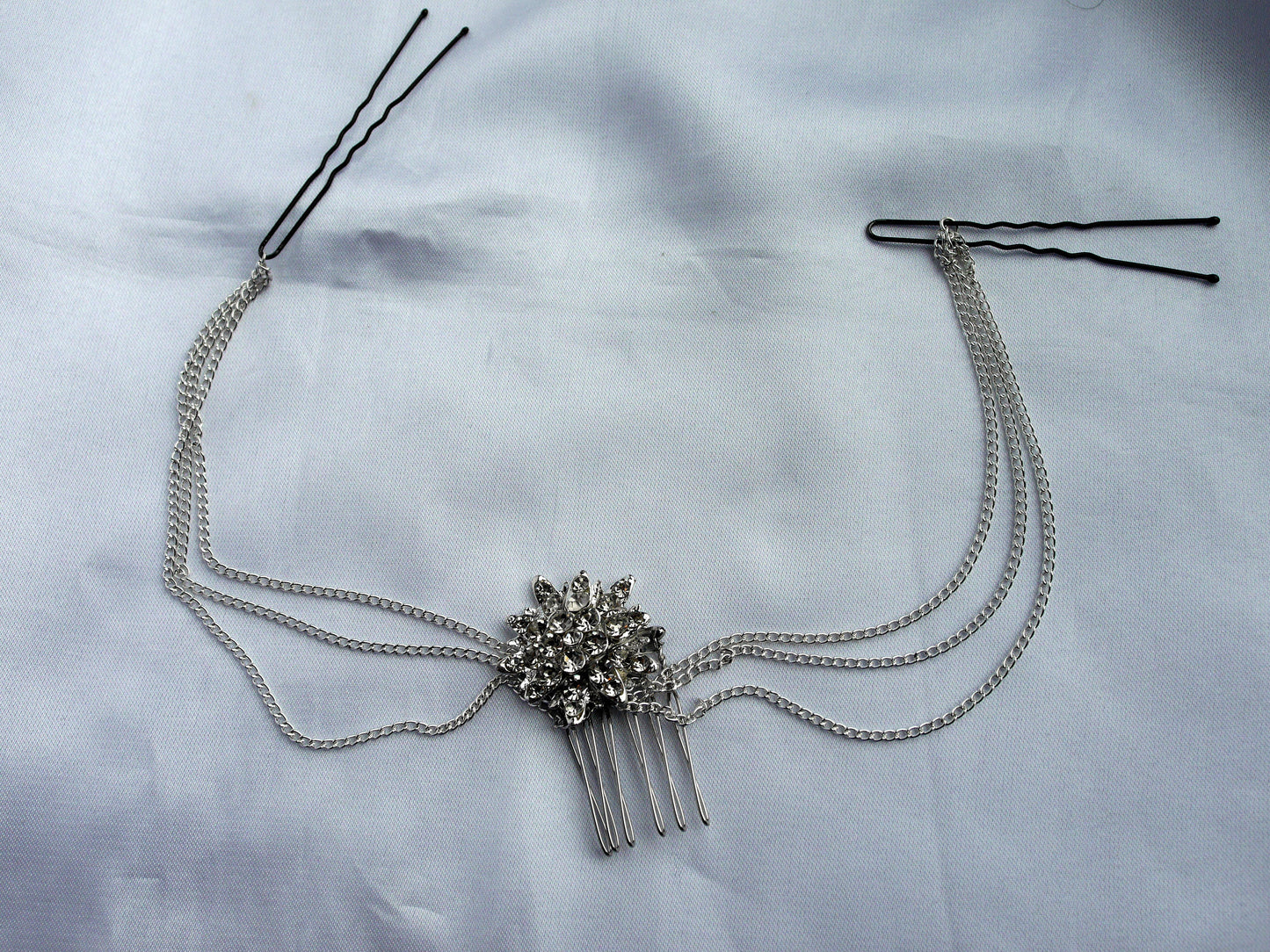 Diamante Wedding Prom Hair Chain and Pins Hair Accessory