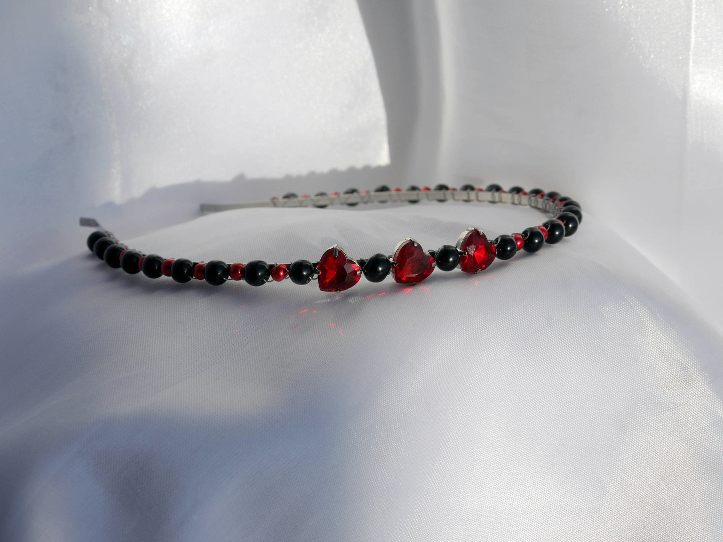 Gothic Black and Red Prom Wedding Bridal Tiara Hair Band