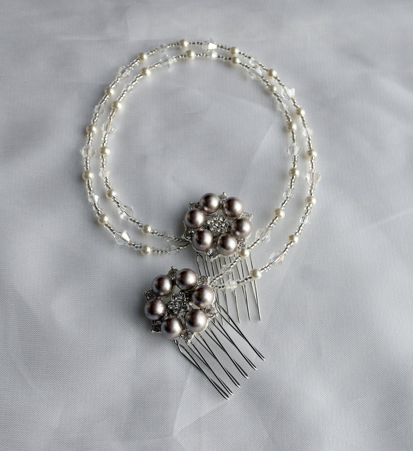 Pearl Diamante Hair Chain Wedding Prom Hair Accessory