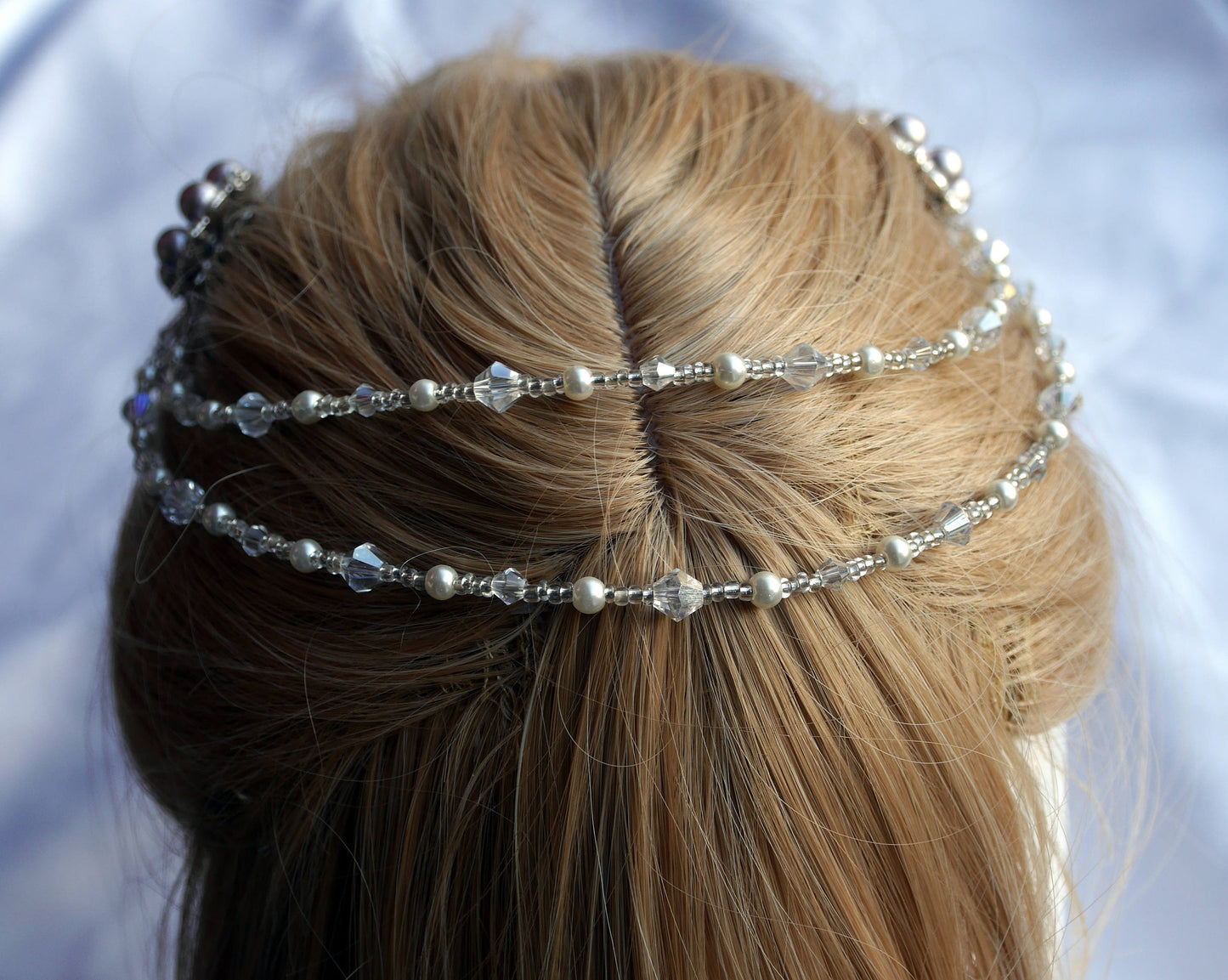 Pearl Diamante Hair Chain Wedding Prom Hair Accessory