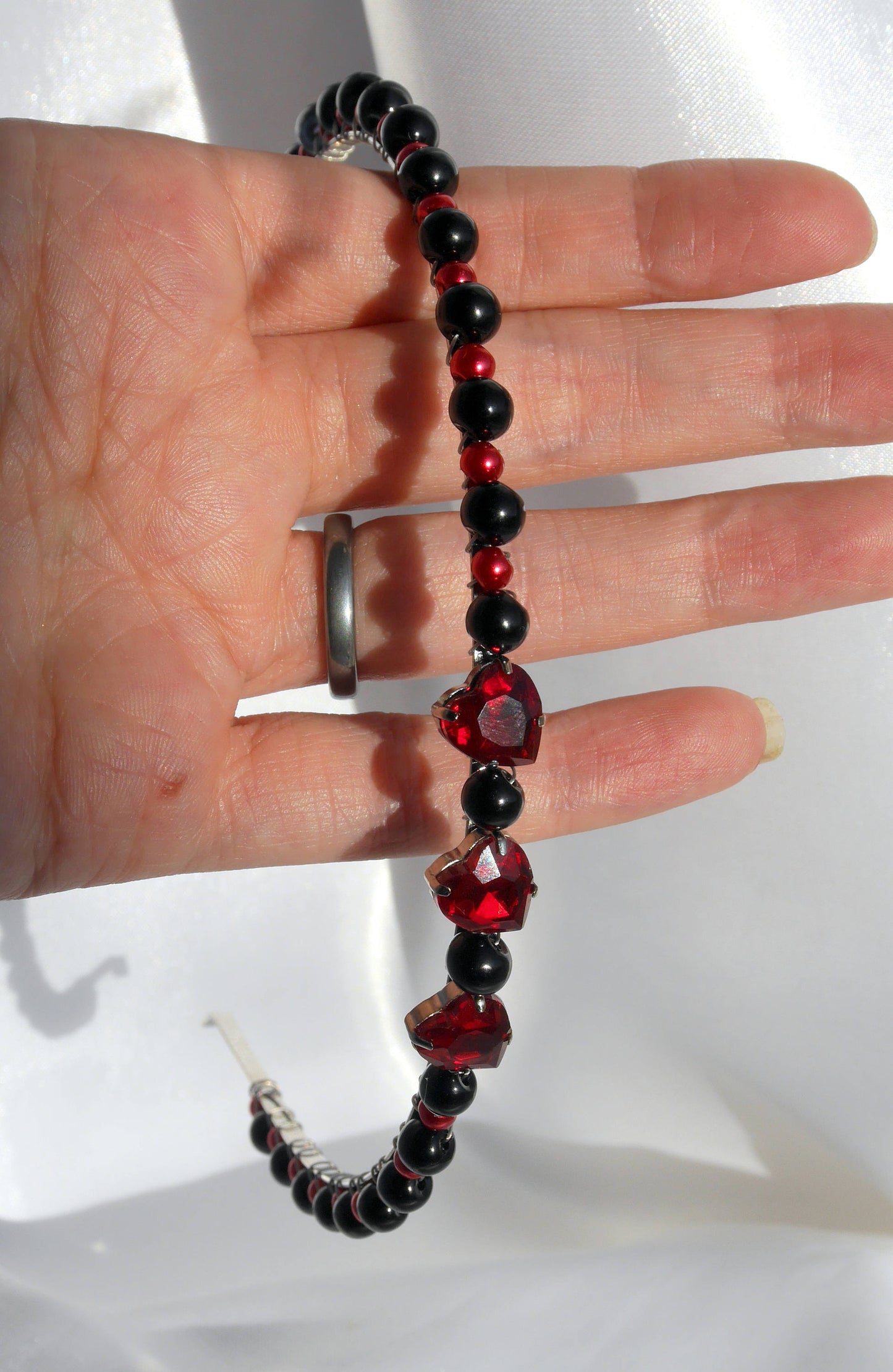 Gothic Black and Red Prom Wedding Bridal Tiara Hair Band