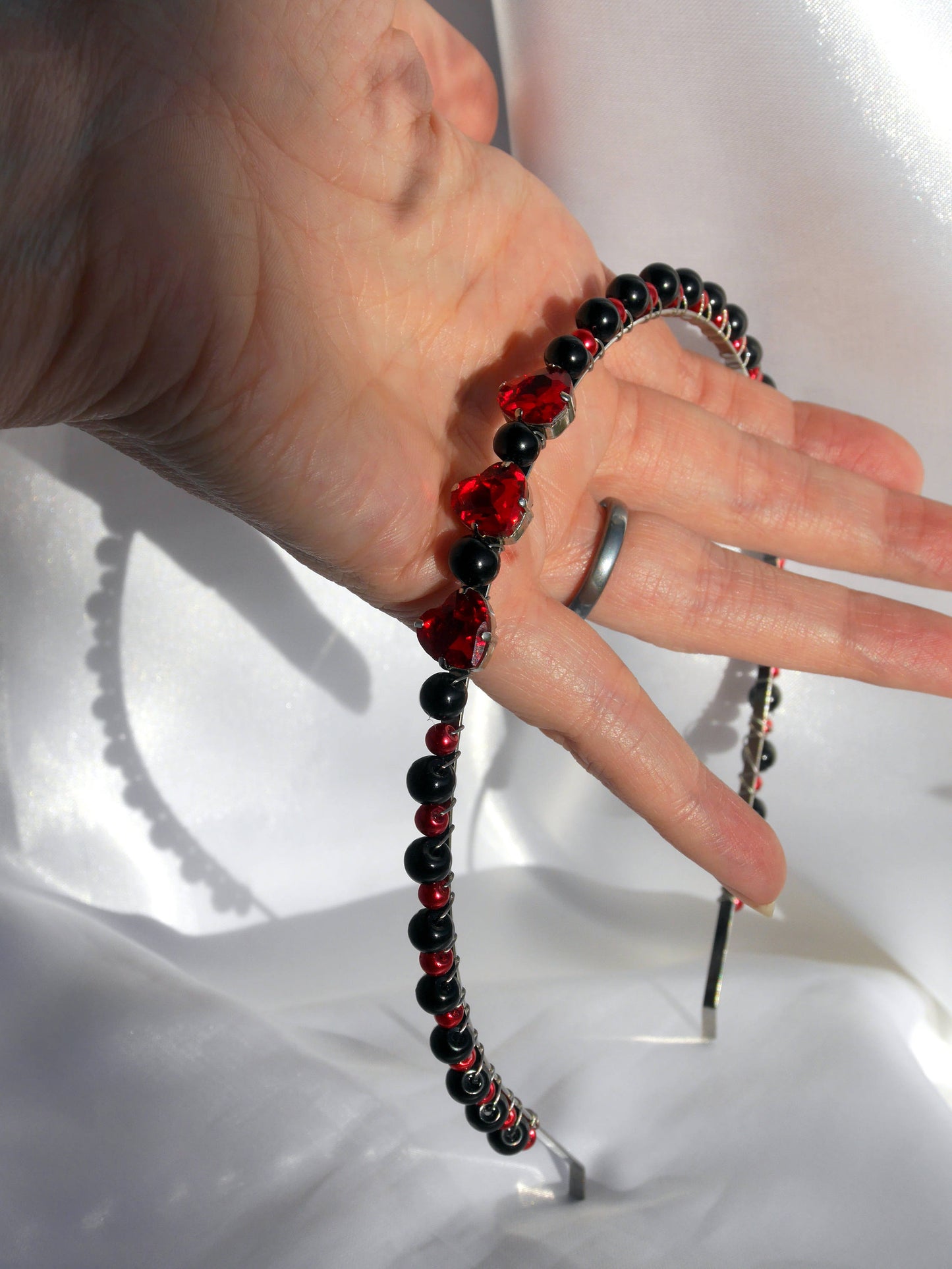 Gothic Black and Red Prom Wedding Bridal Tiara Hair Band