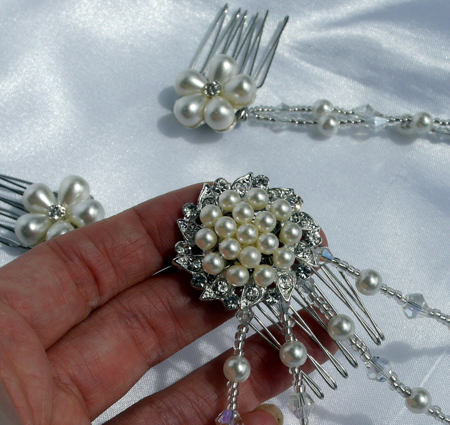 Cream Pearl Bridal Wedding Hair Piece, Brides Pearl Wedding Hair Piece, Cream Bridal Head Chain, Cream Pearl Bridal Wedding Hair Accessory