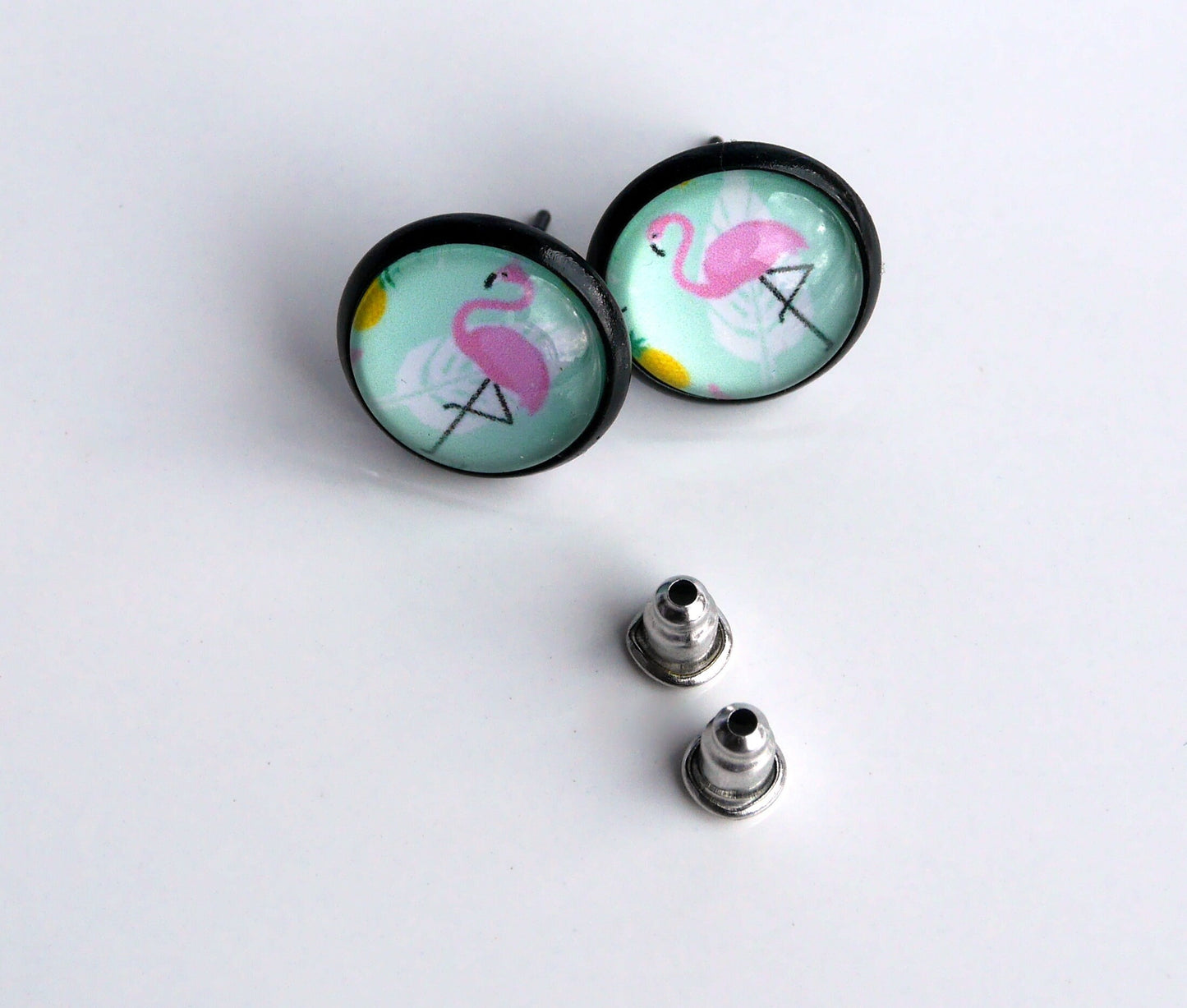 Pink Flamingo Purple Cat Watermelon Stud Earrings