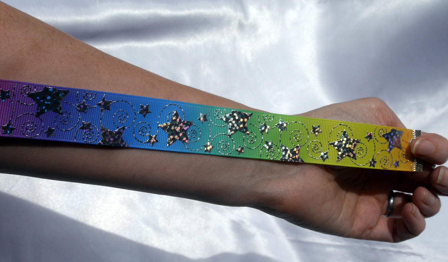 Rainbow Colour Silver Star Print Choker