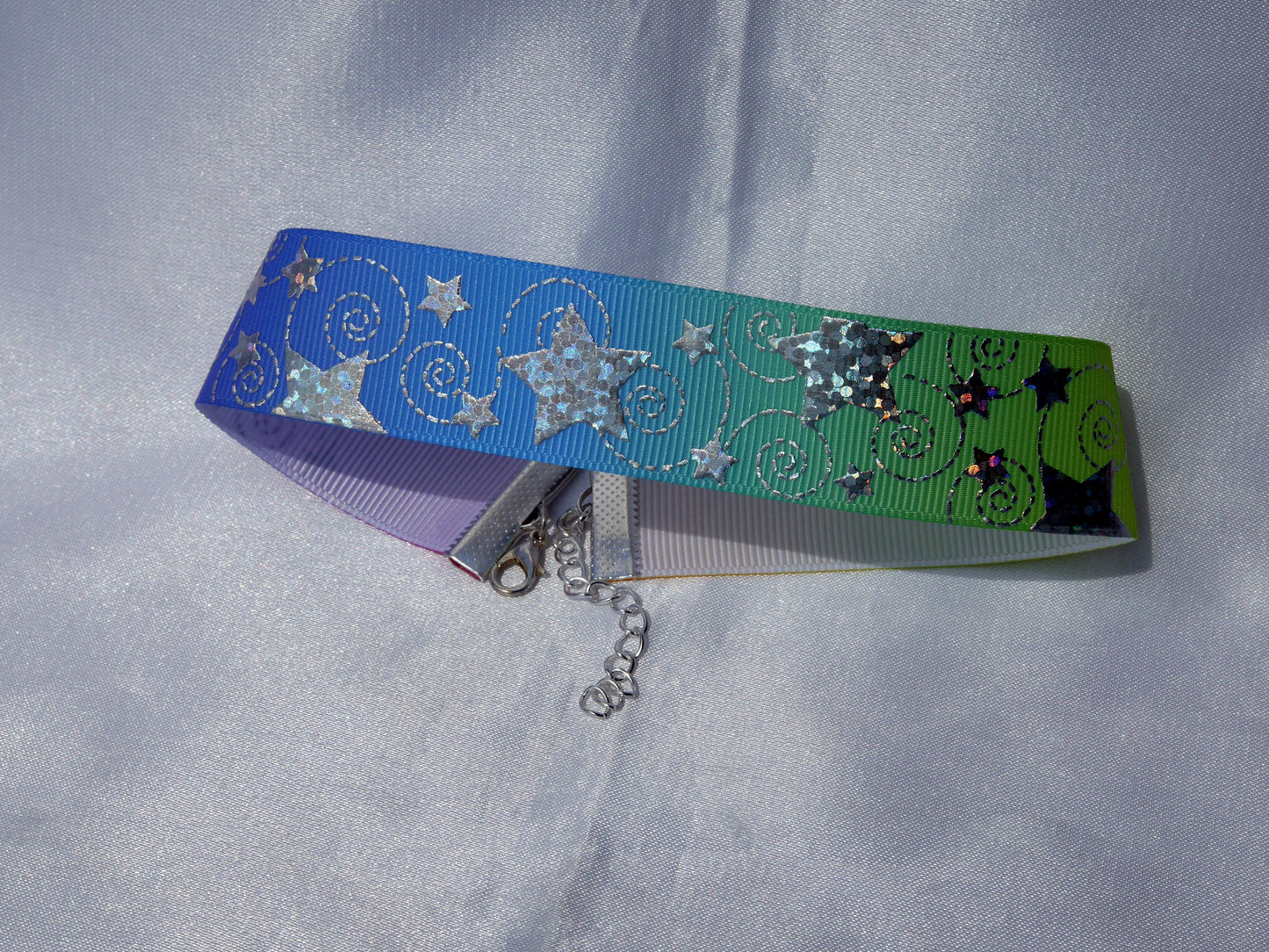 Rainbow Colour Silver Star Print Choker