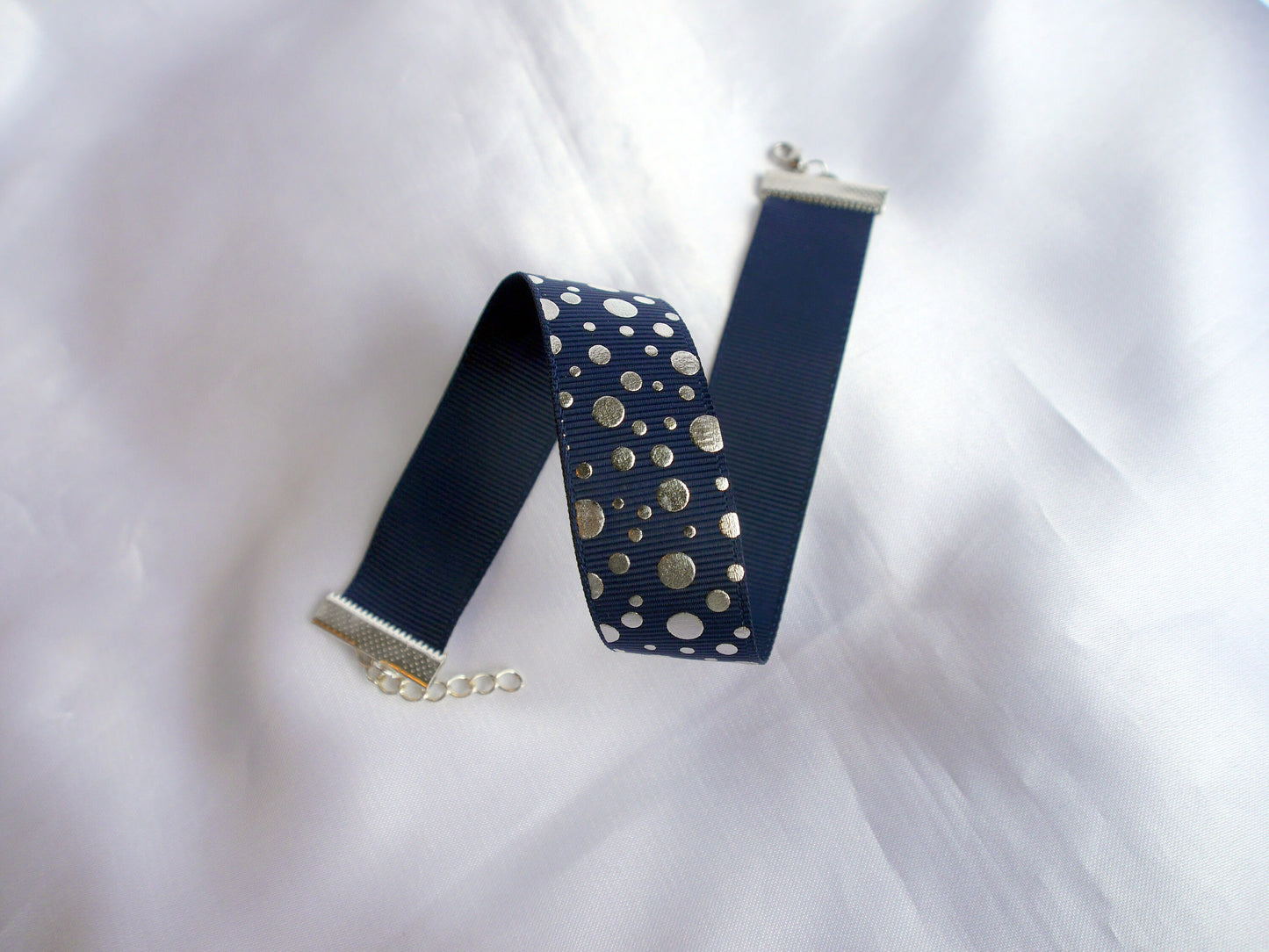 Dark Blue and Silver Spotty Choker