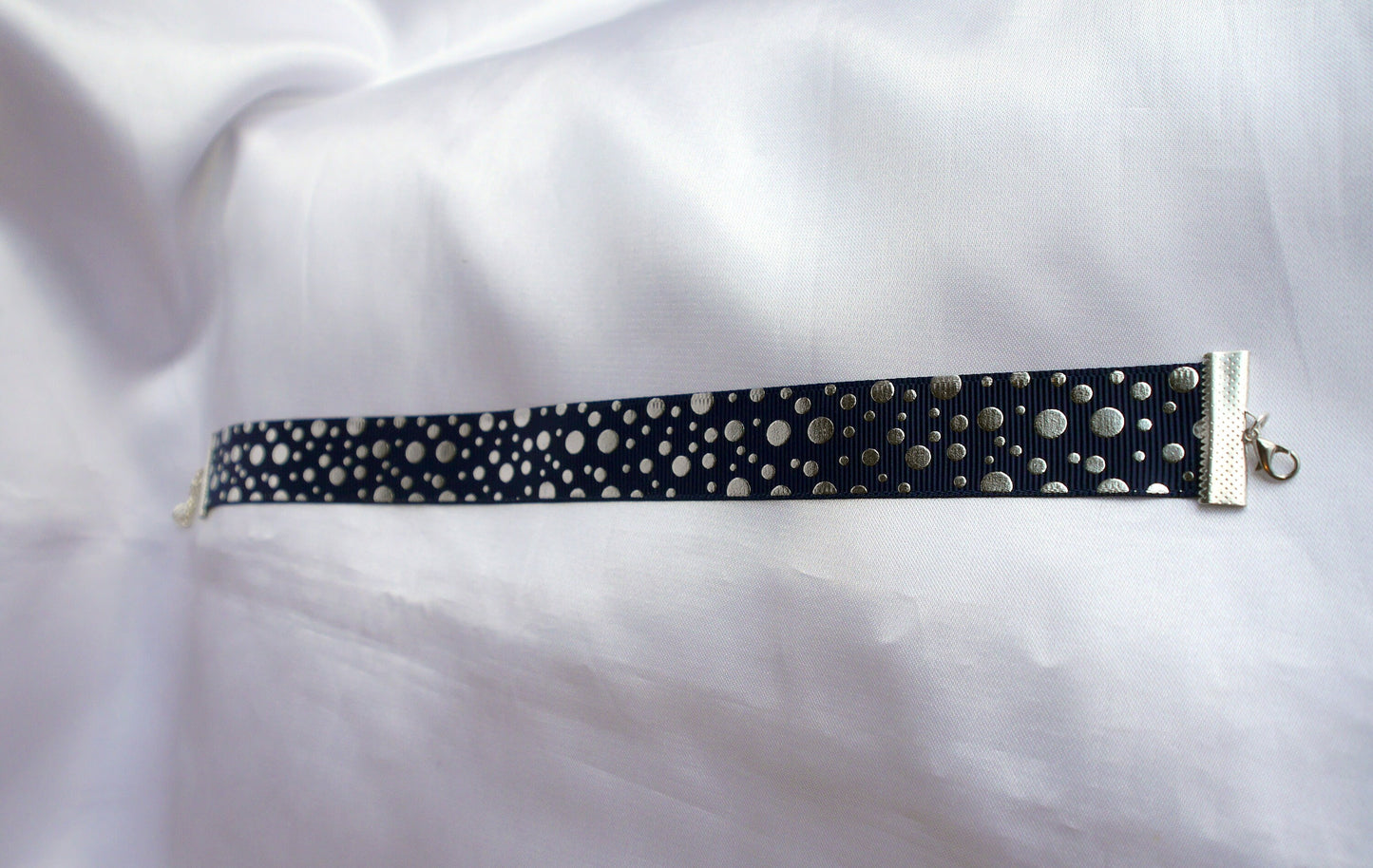 Dark Blue and Silver Spotty Choker