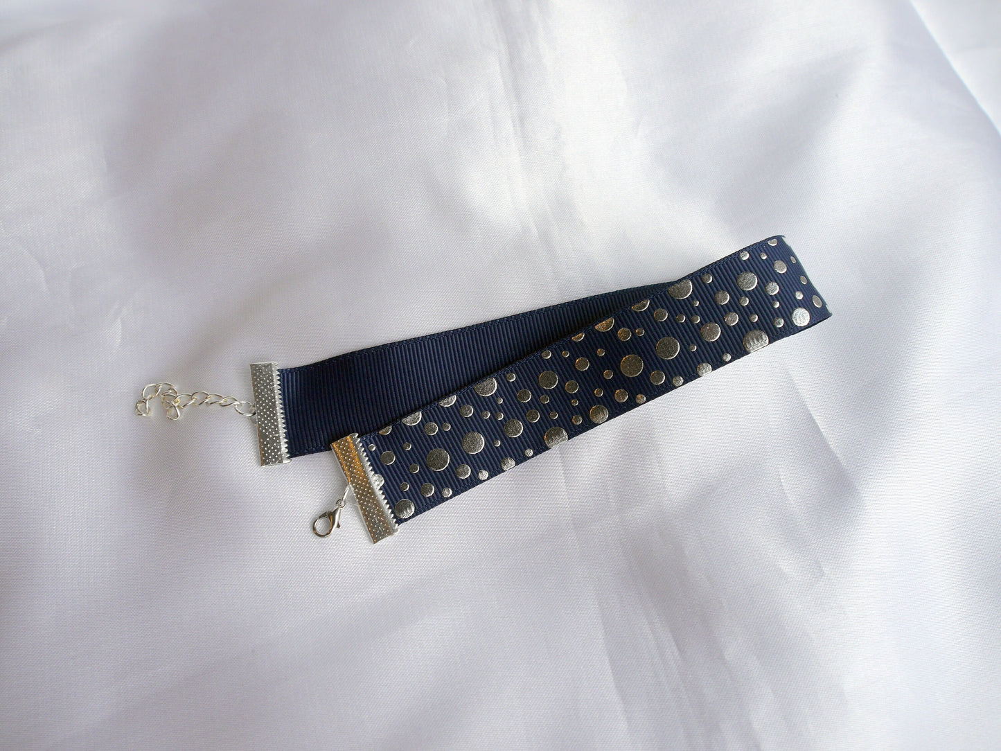 Dark Blue and Silver Spotty Choker