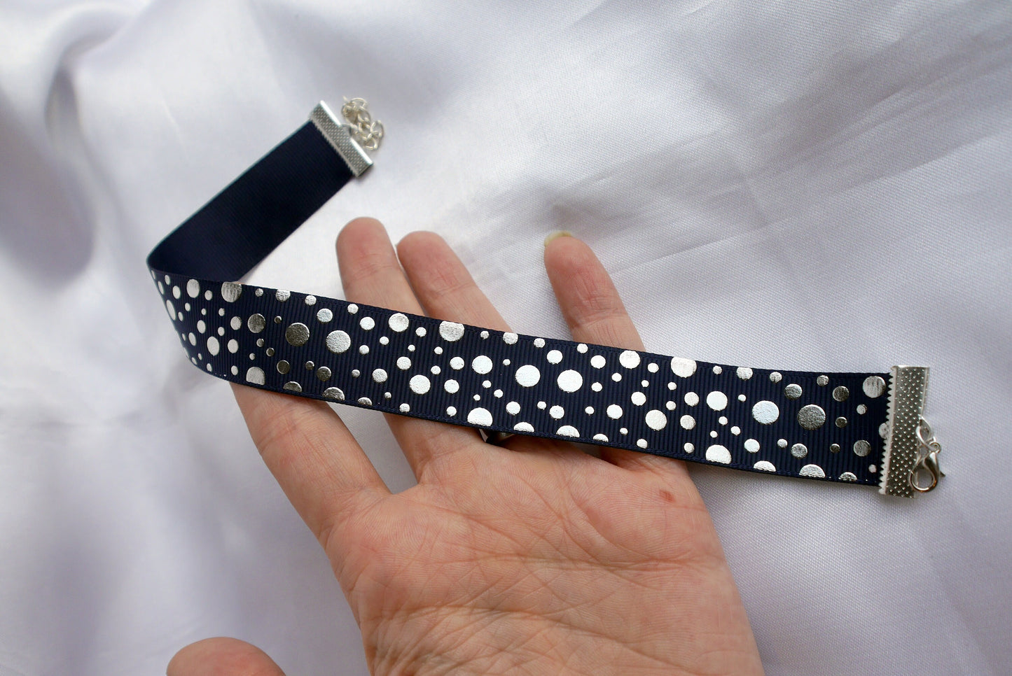 Dark Blue and Silver Spotty Choker