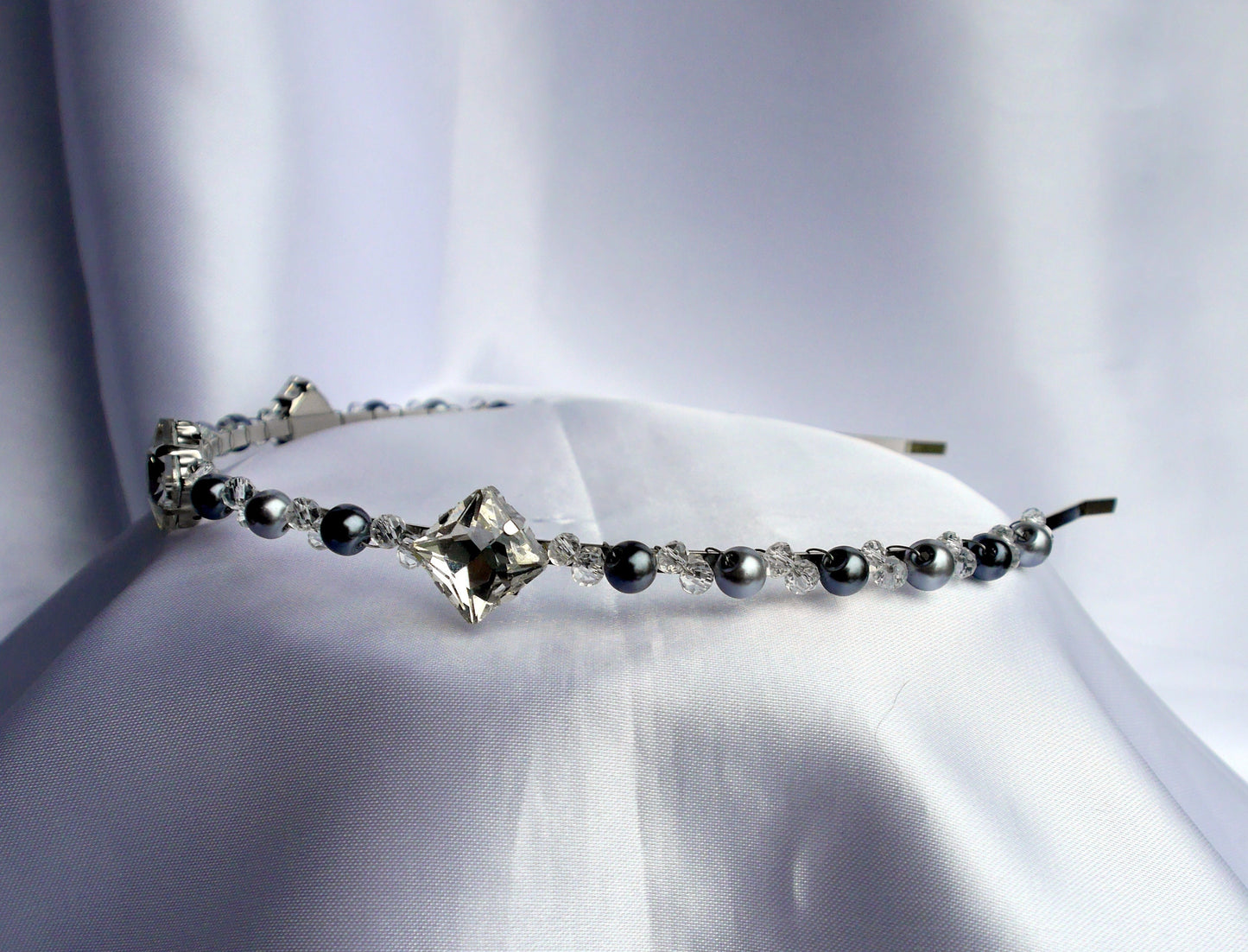 Silver and Clear Square Diamante Tiara Crown Hair Accessory