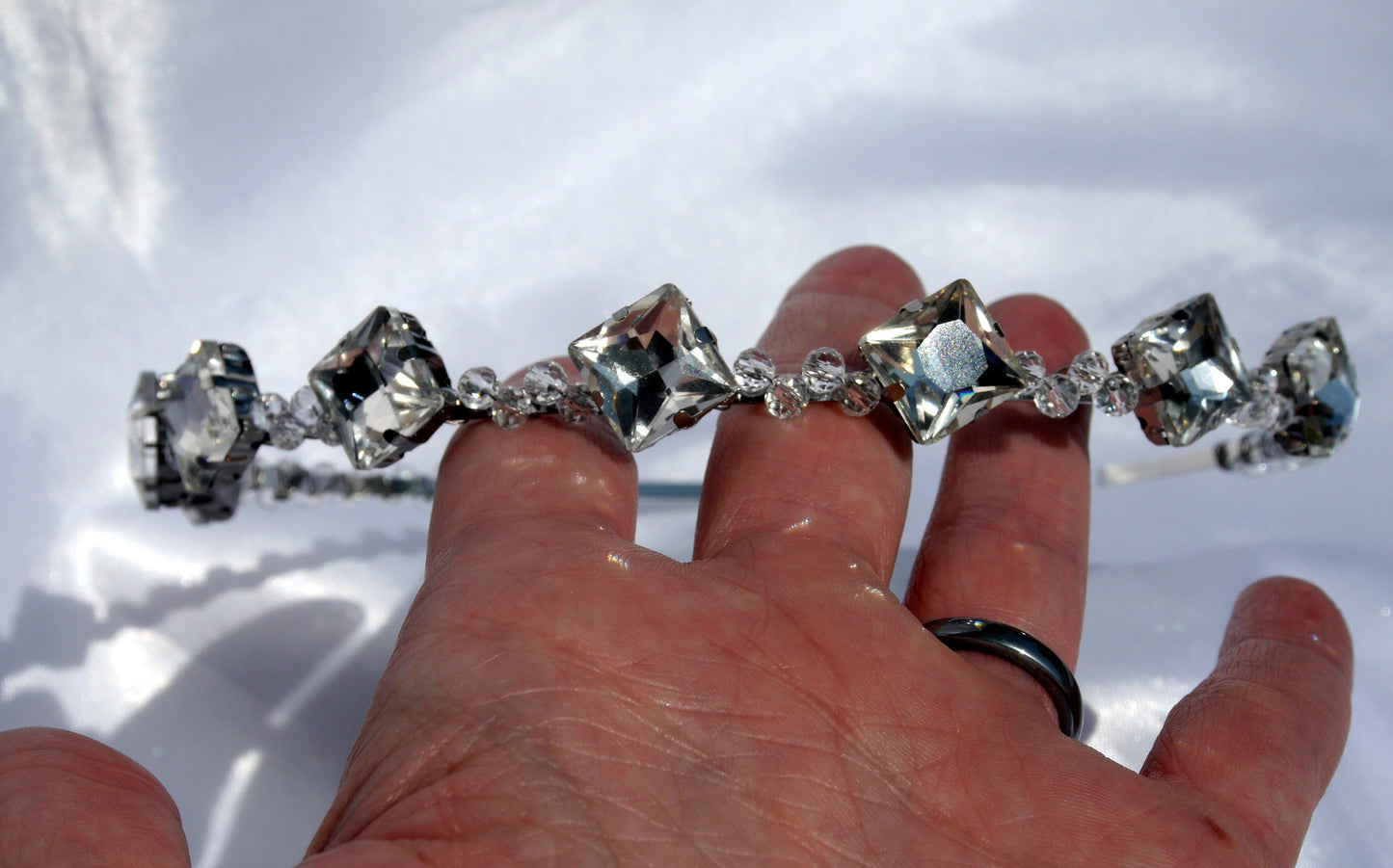 Square Diamante Crown Style Hair Accessory