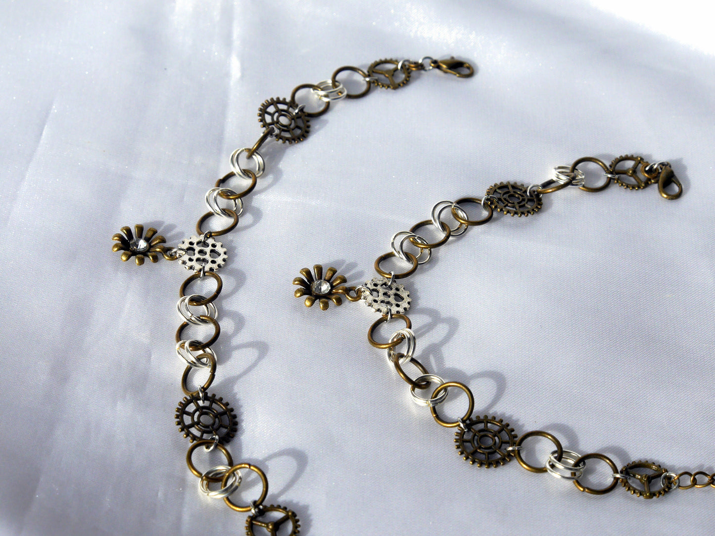Steampunk Industrial Theme Bronze Flower Bracelet