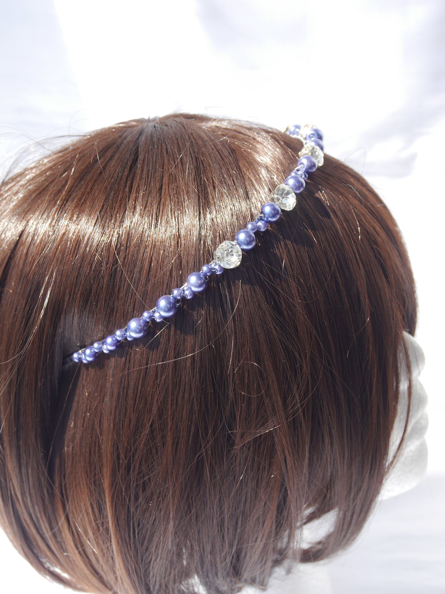 Powder Blue Pearl Tiara Wedding Prom Hair Accessory