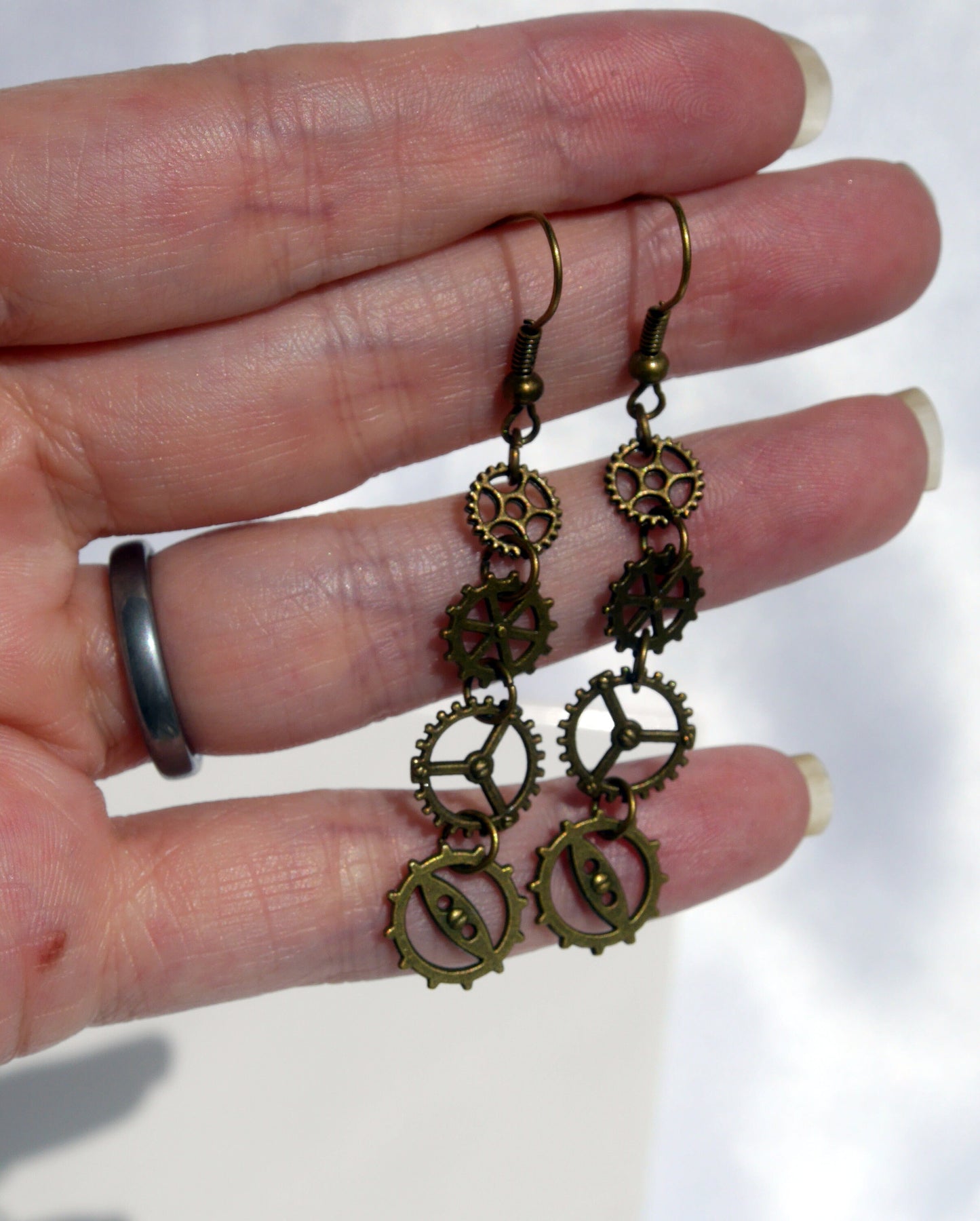 Bronze Tone Cog and Gear Steampunk Earrings