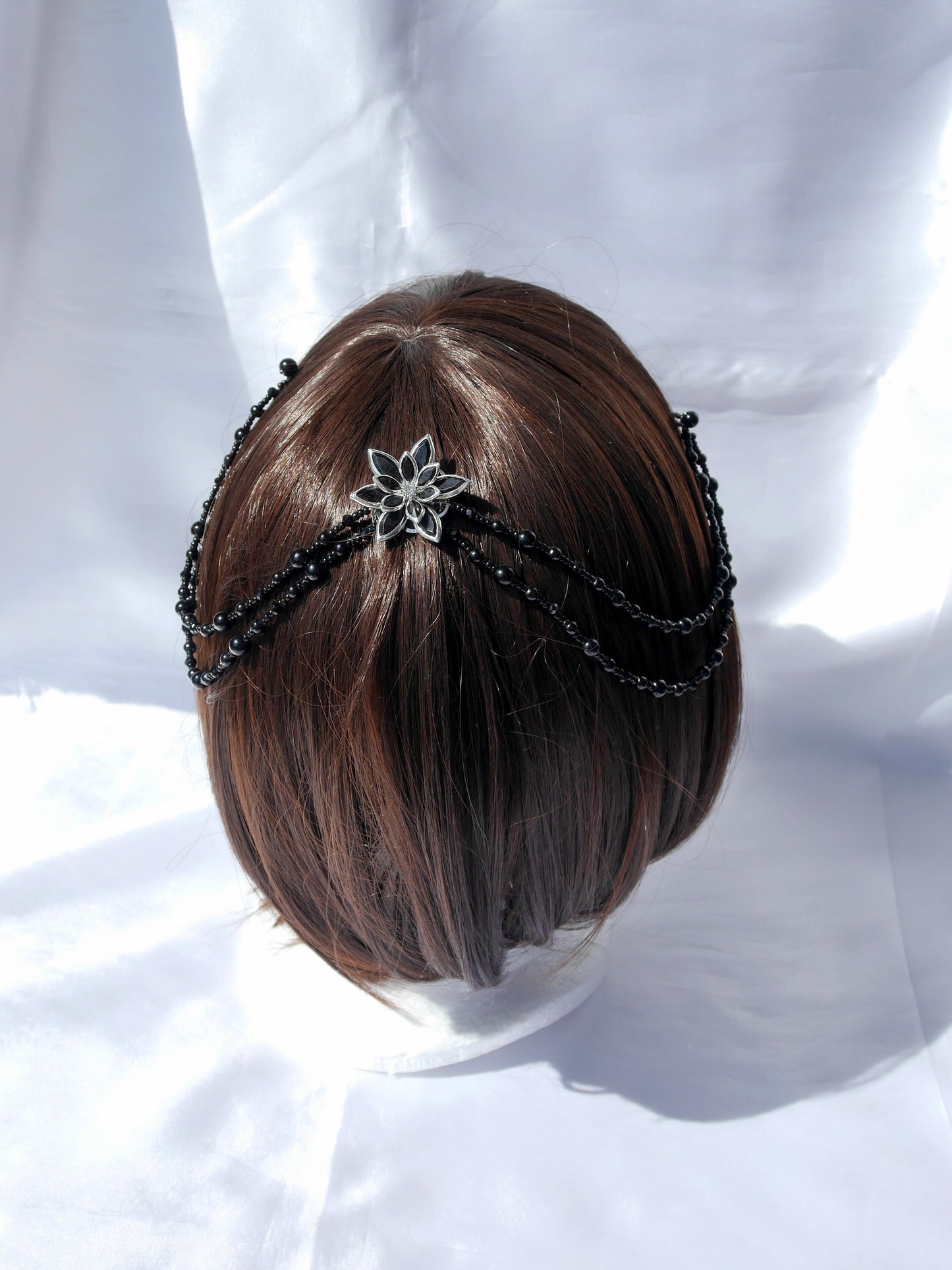 Gothic Long Black Bridal Prom Hair Chain