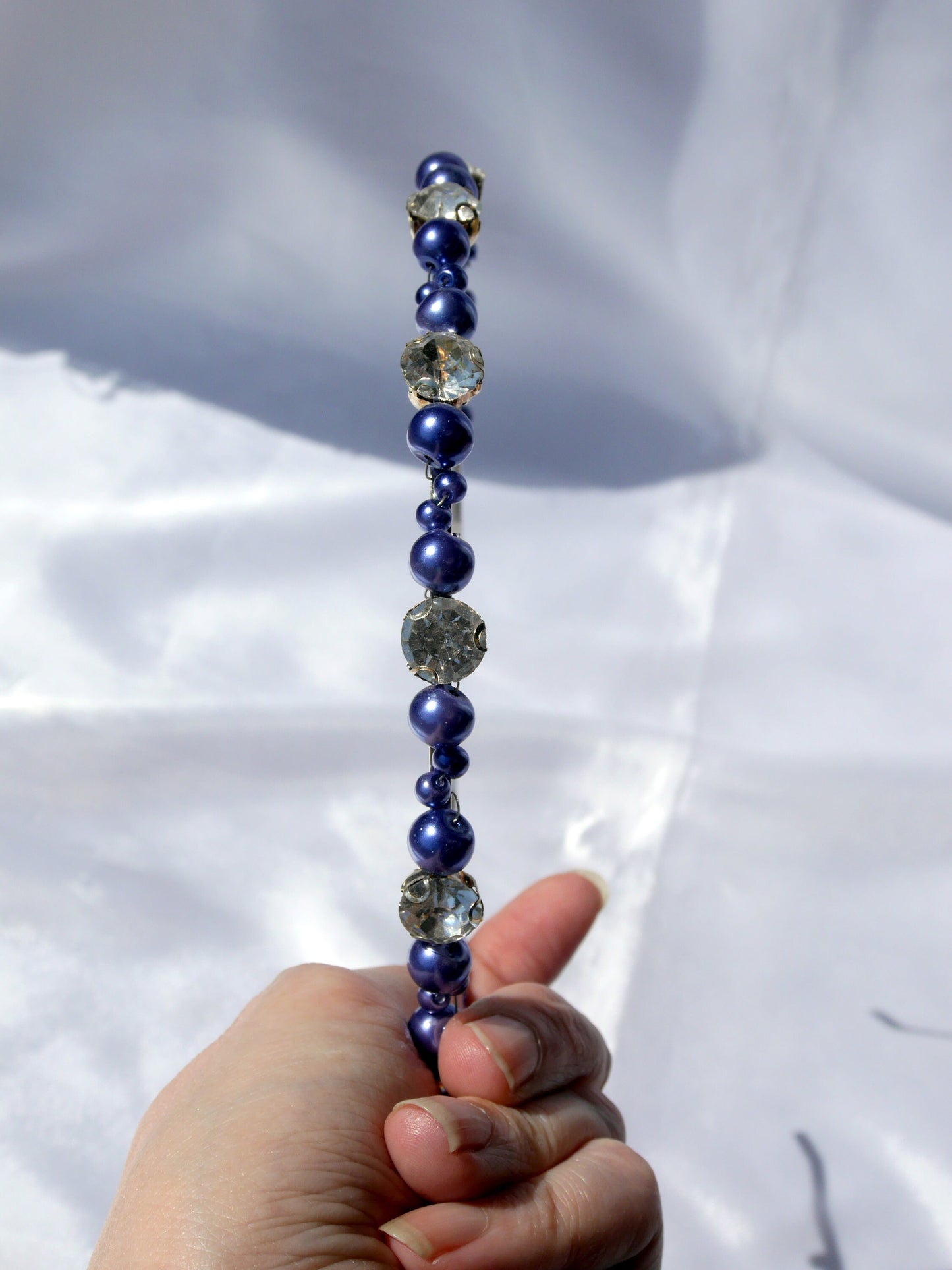 Powder Blue Pearl Tiara Wedding Prom Hair Accessory