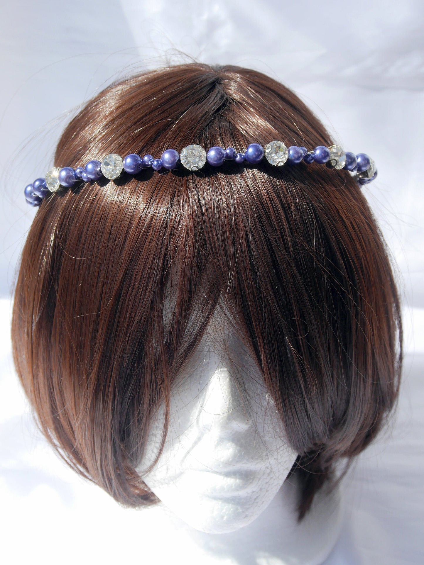Powder Blue Pearl Tiara Wedding Prom Hair Accessory