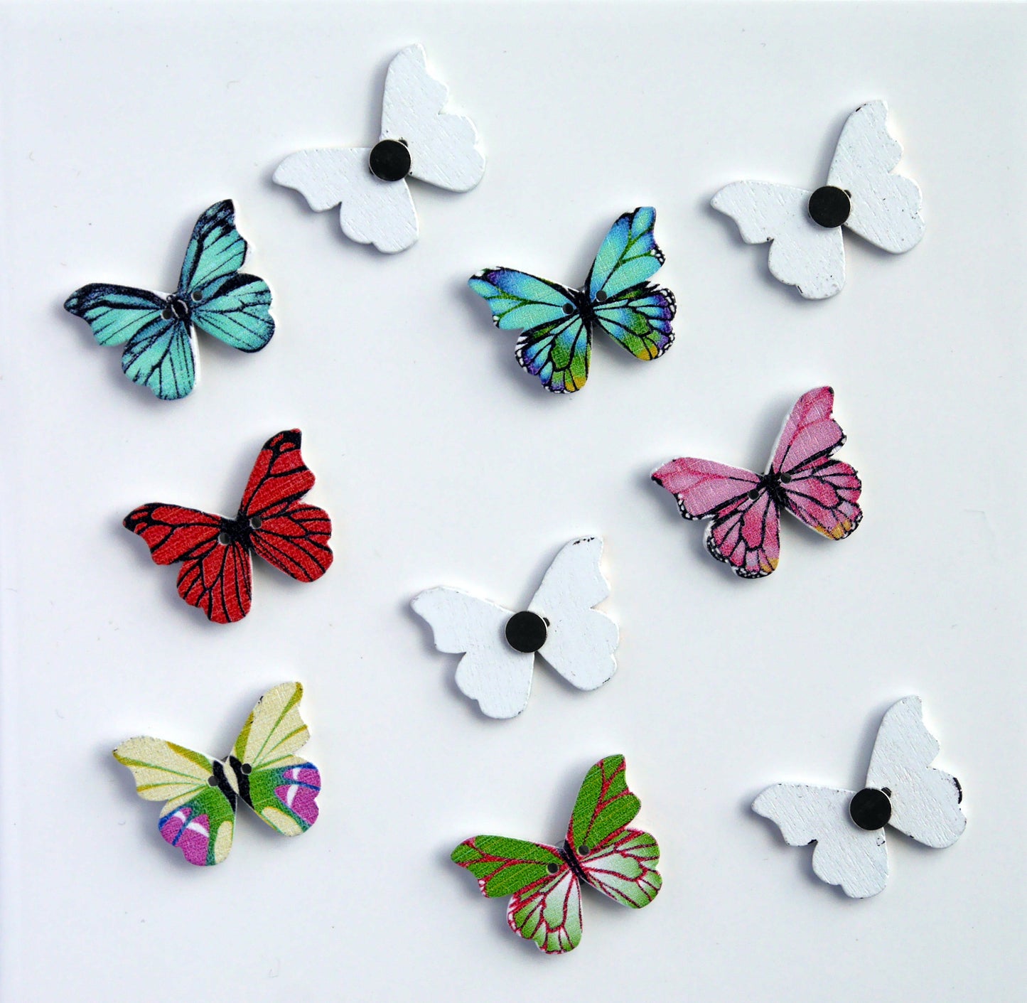 Butterfly Shaped Colourful Wooden Fridge Magnets