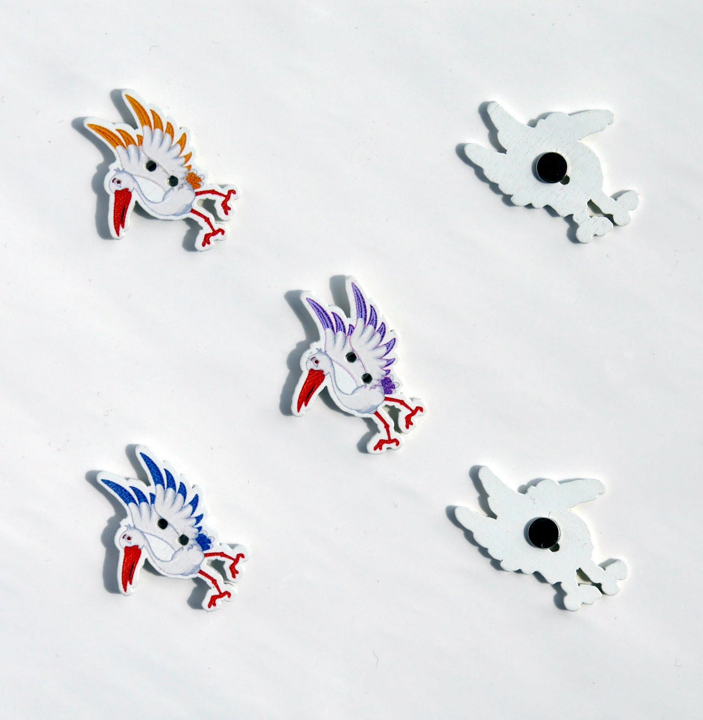 Stork Bird Fridge Magnets, Bird Home Decorations, Bird Magnetic Decor, Stork Bird Decorative Magnets, Set of 5 Fun Magnets