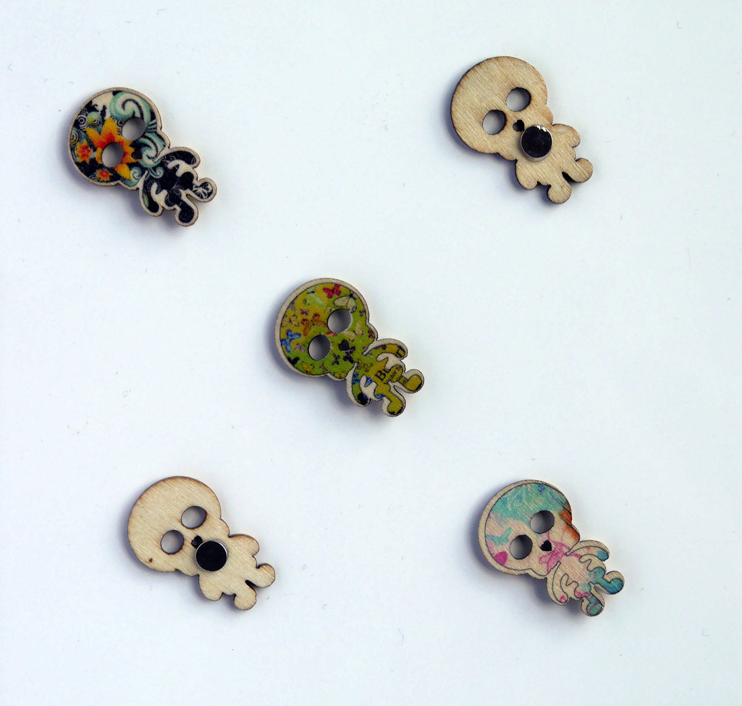 Skeleton Fridge Magnets, Skeleton Home Decorations, Skull Magnetic Decor, Skele Decorative Magnets, Set of 5 Fun Magnets, Colourful Magnets