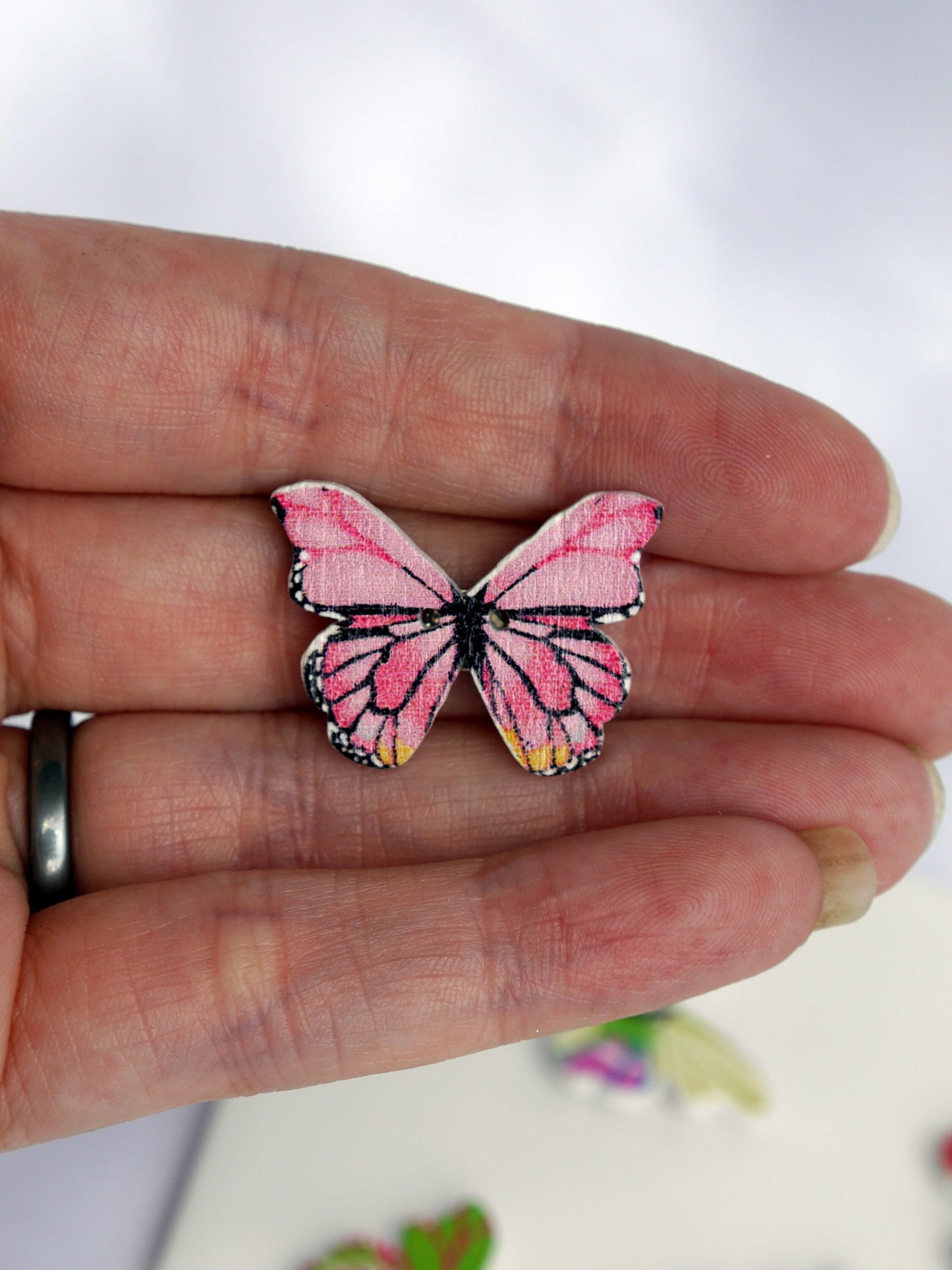 Butterfly Shaped Colourful Wooden Fridge Magnets