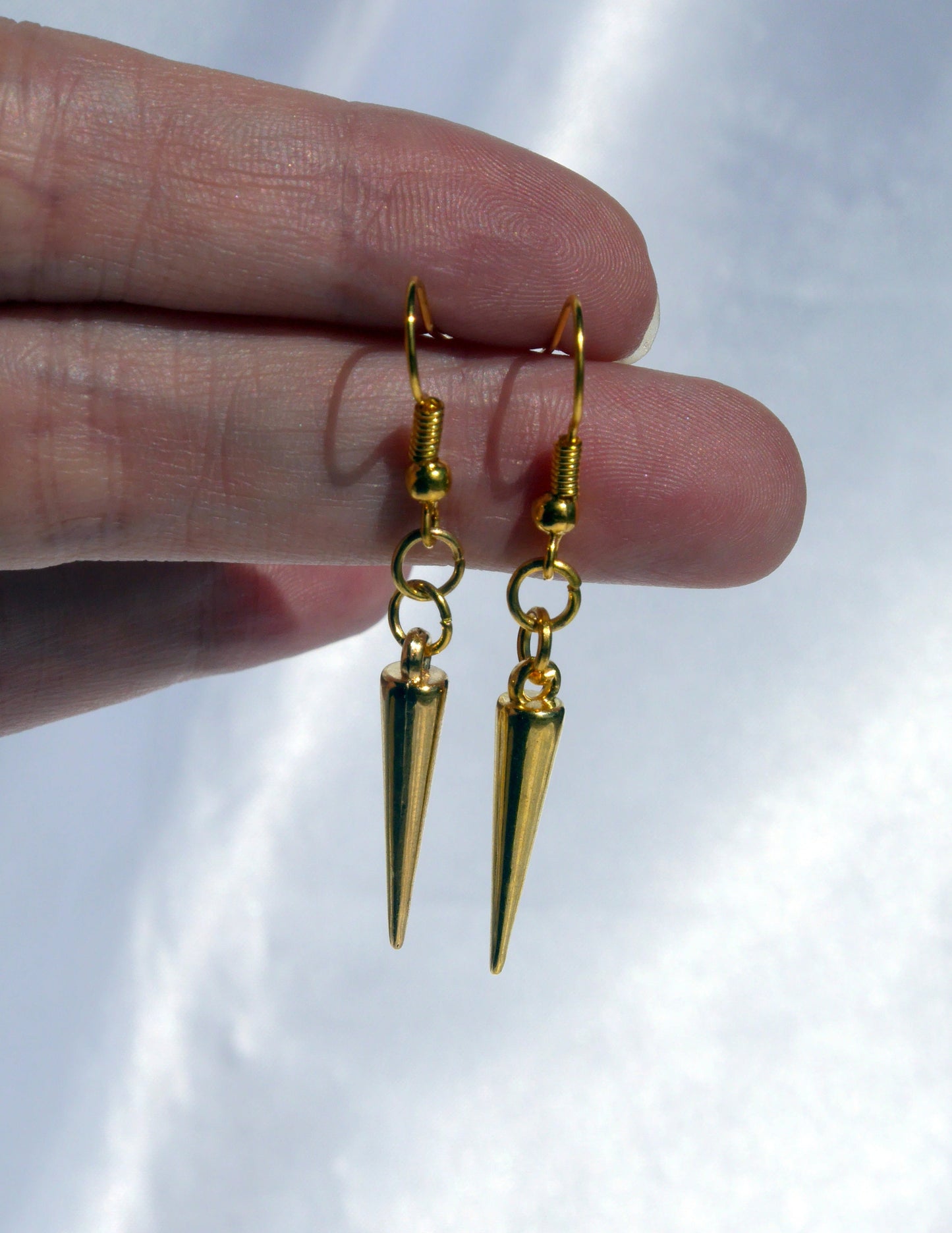 Black Gold Silver or Bronze Spike Earrings