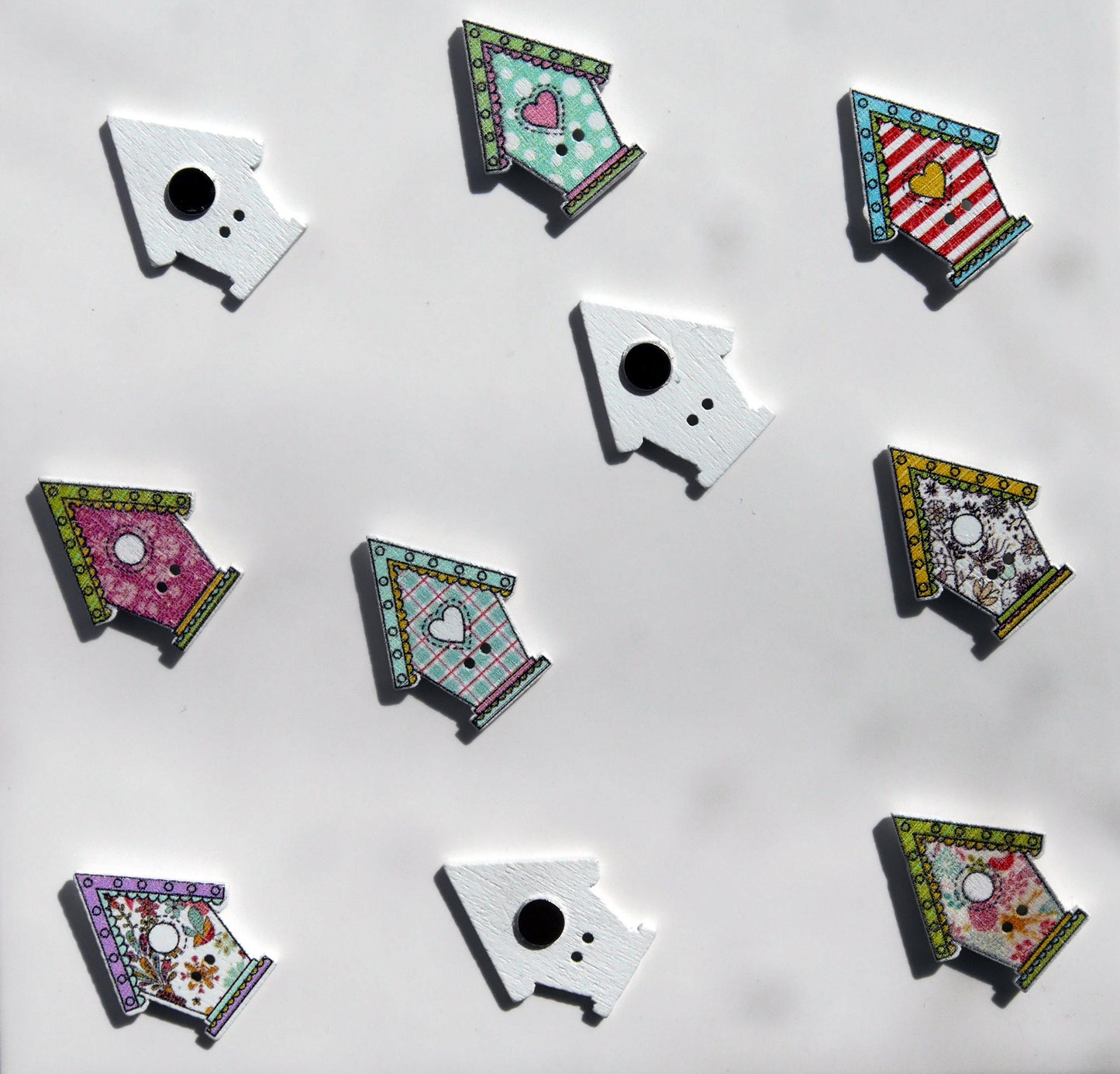 Colourful Bird House Shaped Wooden Fridge Magnets (Set of 5 Magnets)