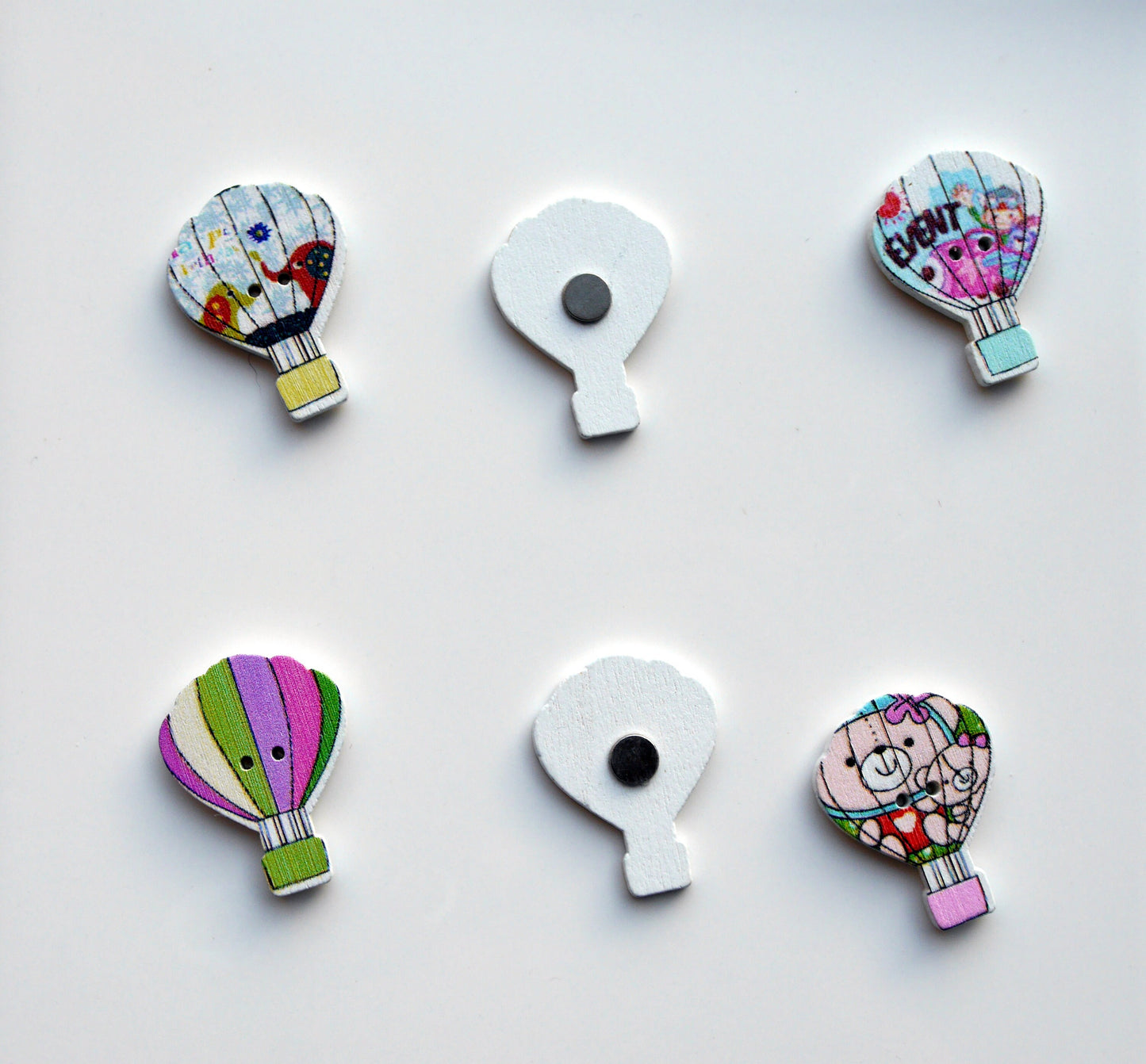 Hot Air Balloon Colourful Wooden Fridge Magnets (Set of 5 Magnets)