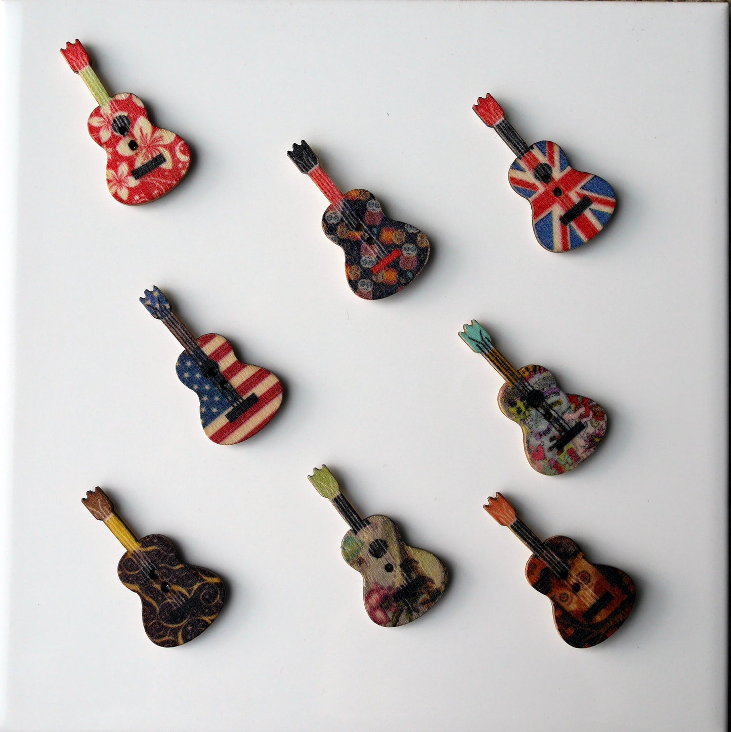 Guitar Shaped Wooden Mini Fridge Magnets (Set of 5 Magnets)